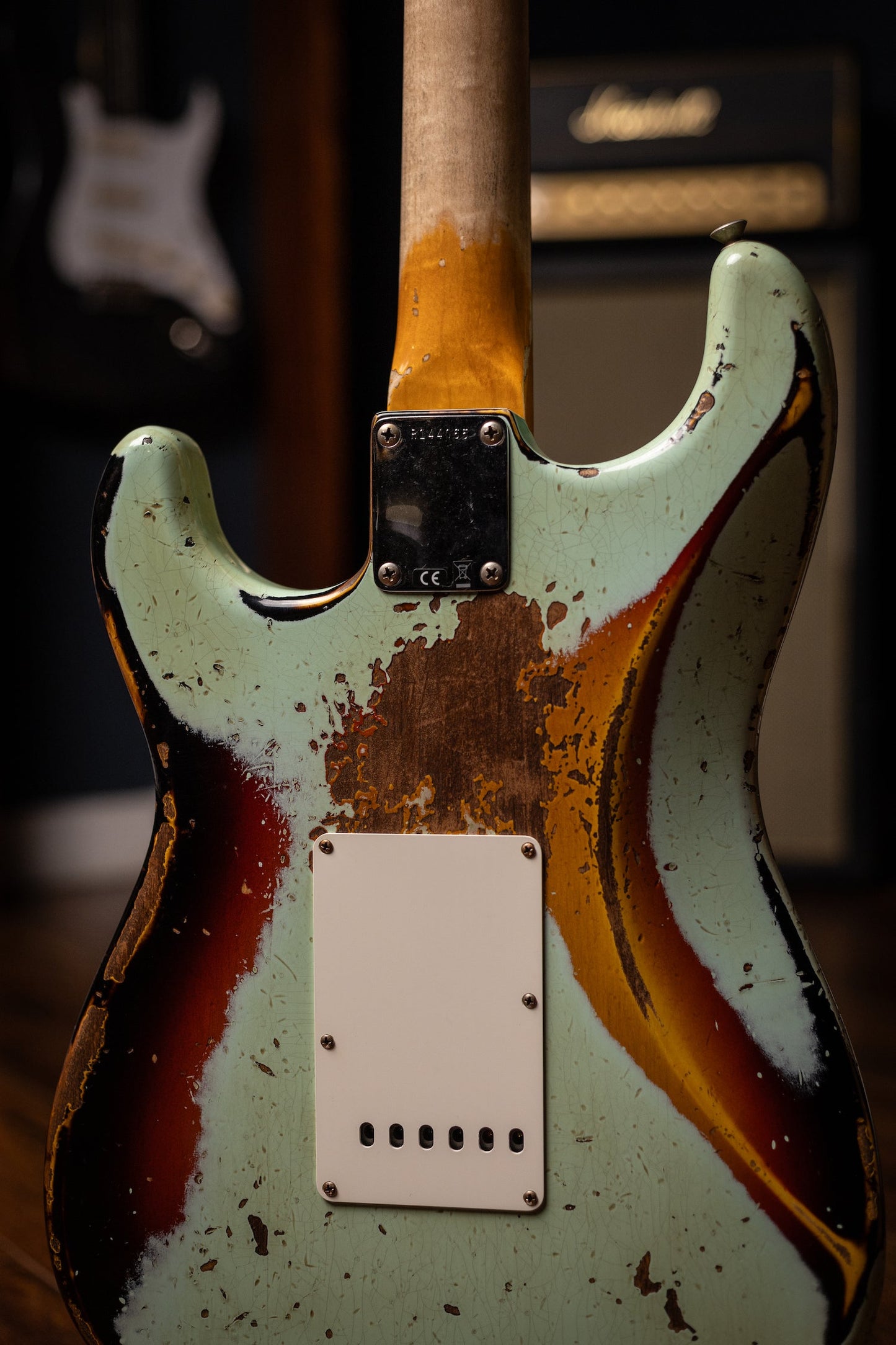 Fender Custom Shop 1963 Stratocaster Electric Guitar - Surf Green over 3-color Sunburst, Super Heavy Relic