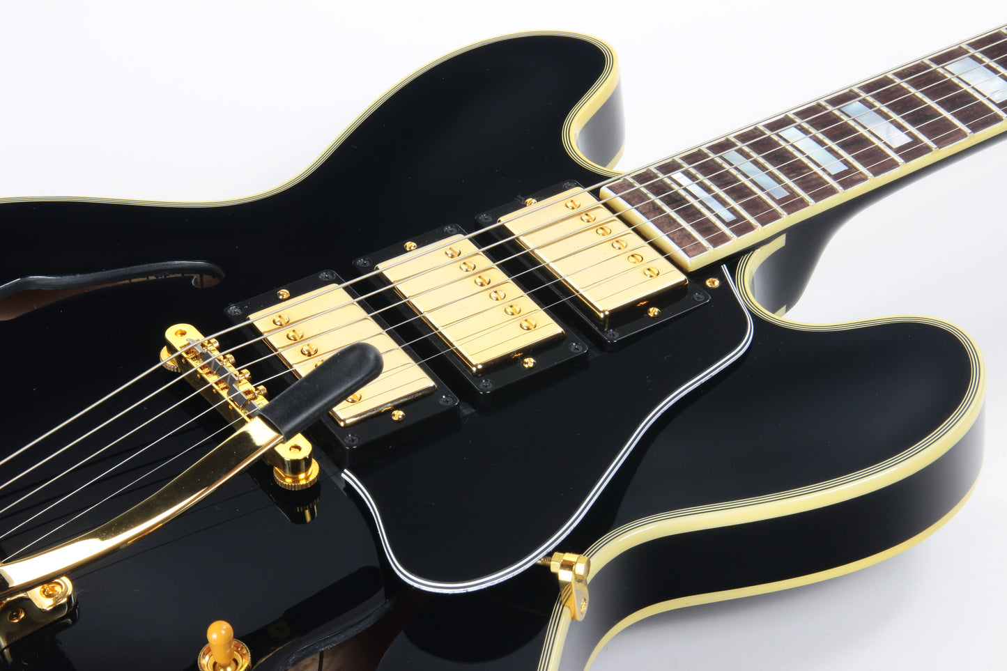 2019 Gibson Memphis Limited Edition ES-355 Black Beauty 3 Pickups Bigsby - Les Paul Custom Ebony