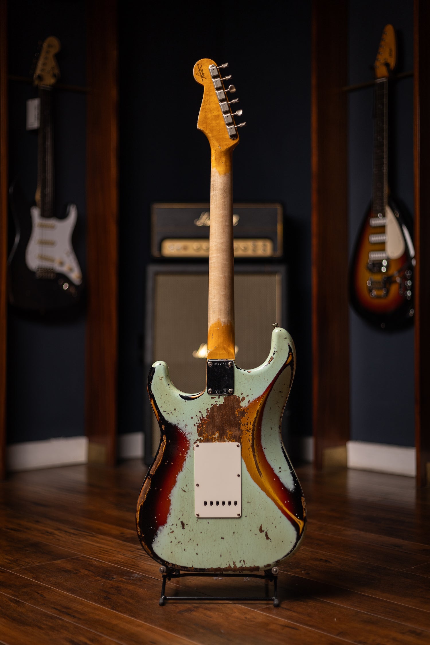 Fender Custom Shop 1963 Stratocaster Electric Guitar - Surf Green over 3-color Sunburst, Super Heavy Relic