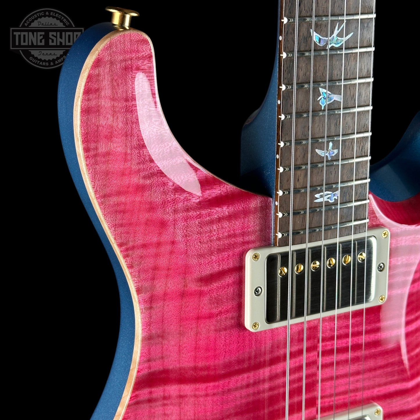 PRS TSG Exclusive Wood Library DGT 10 Top Bonnie Pink w/Frost Blue Metallic Back w/case 0427906
