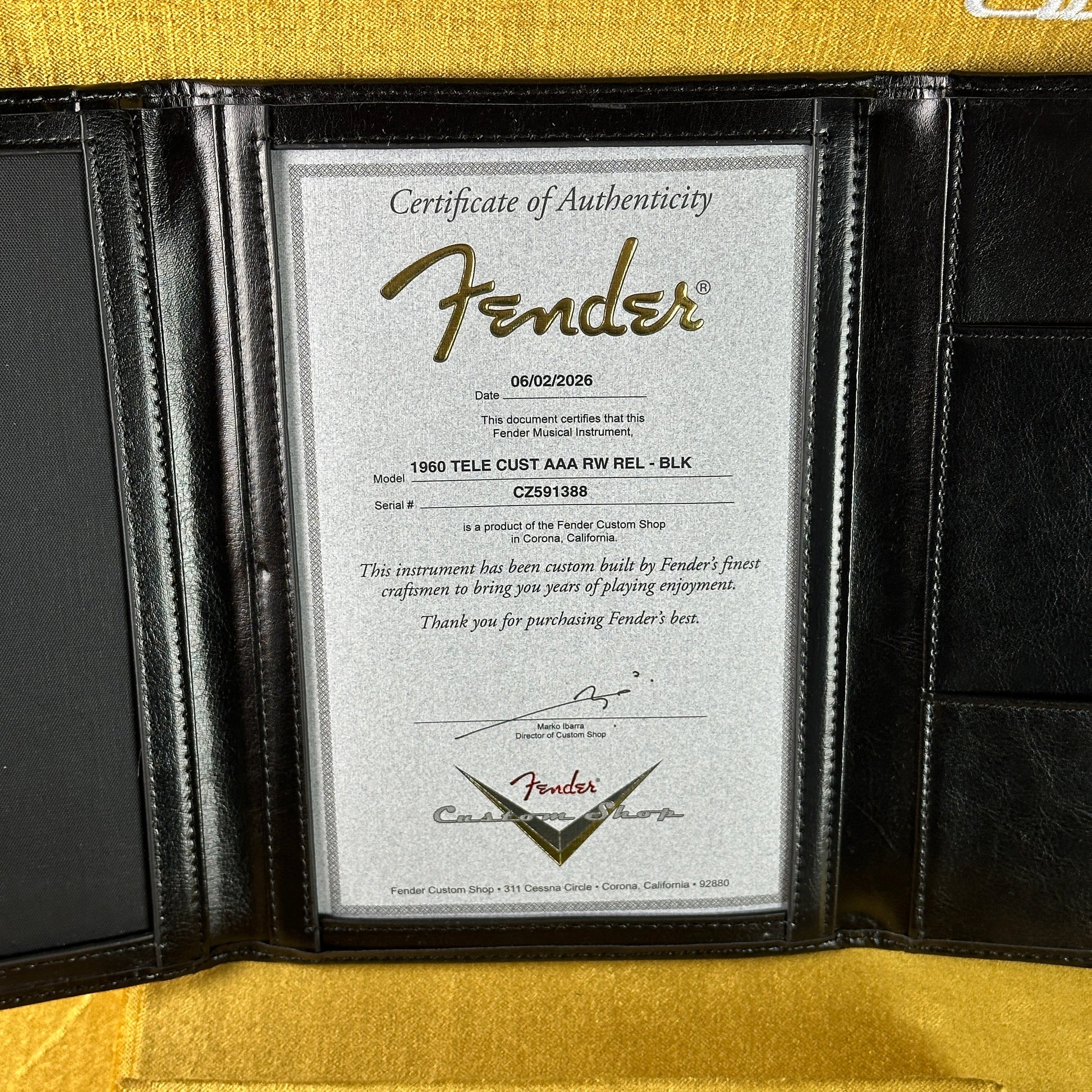 Fender Custom Shop TSG Exclusive 1960 Telecaster Custom Chambered Black Relic w/case CZ591388