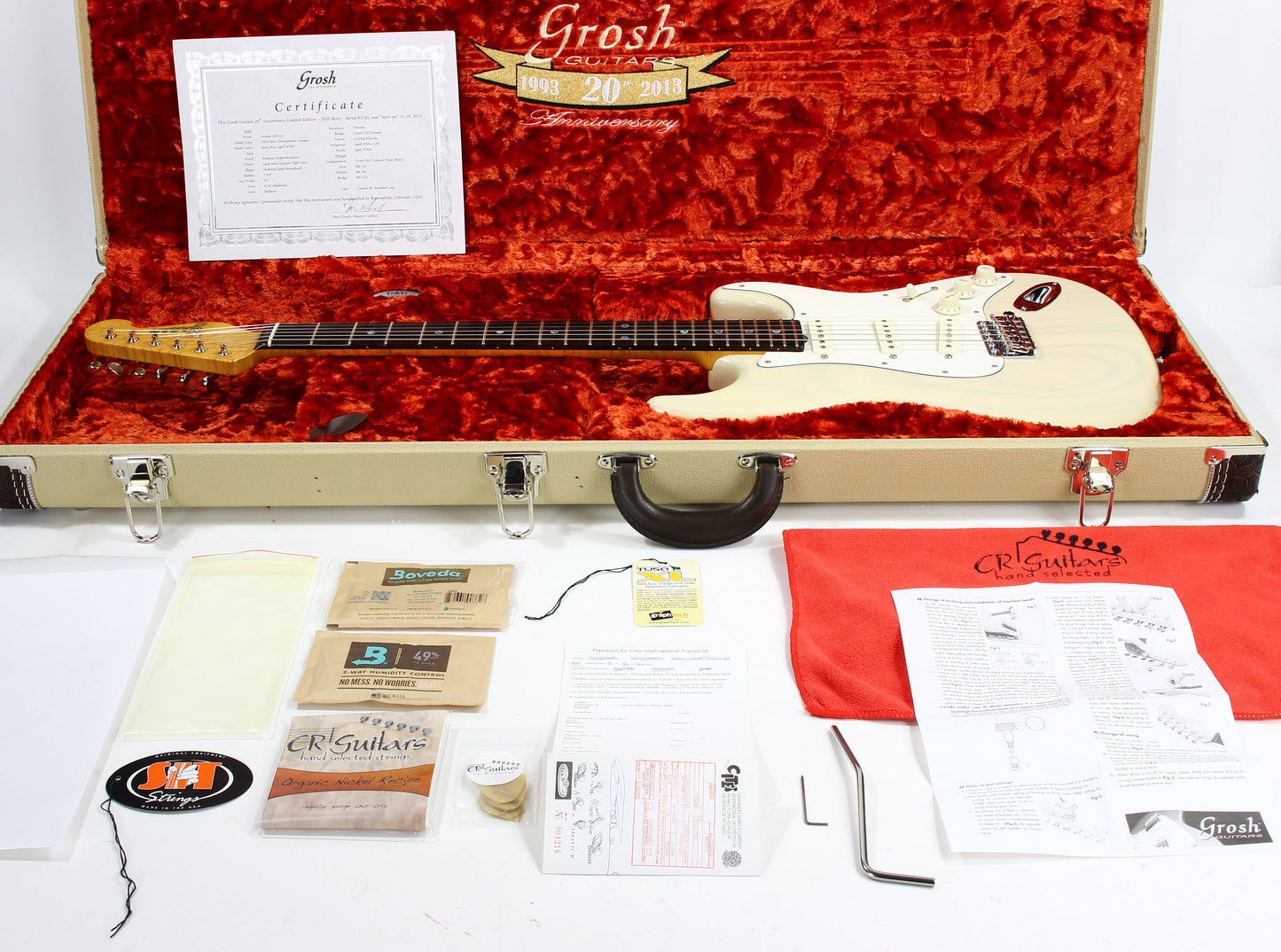 2013 Grosh 20th Anniversary NOS Retro BRAZILIAN ROSEWOOD Board -- Birdseye Maple, 1-Piece Swamp Ash, Mary Kay Strat S Stratocaster