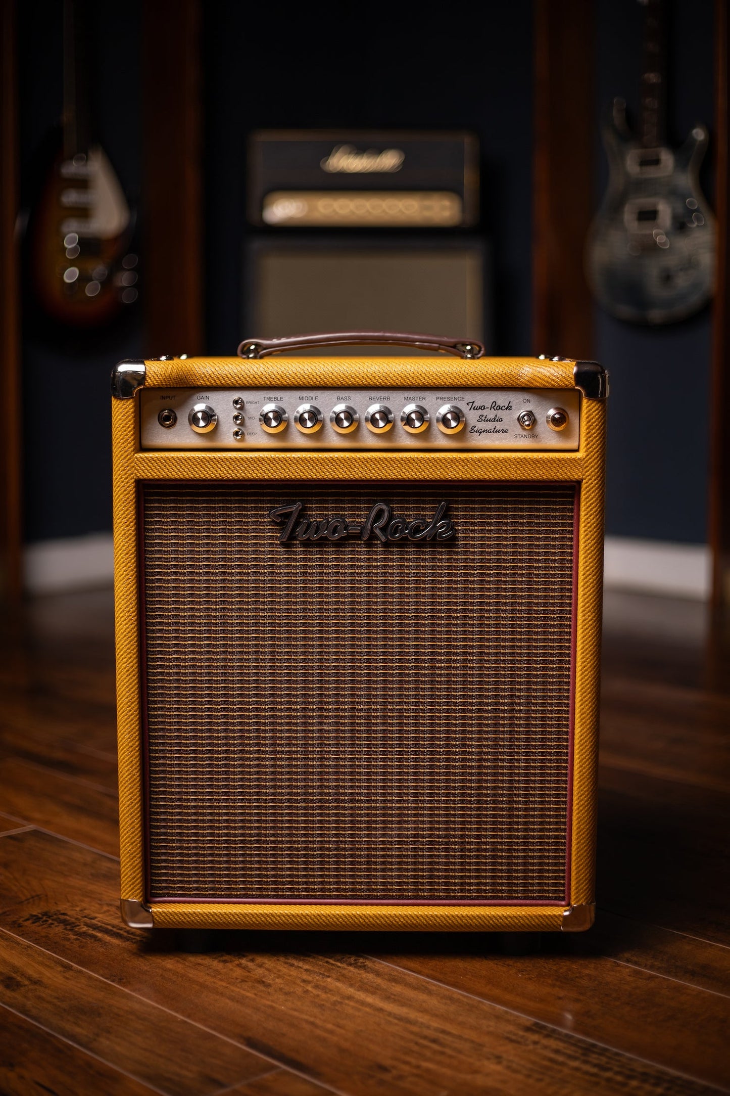 PRE-ORDER | Two-Rock Studio Signature 35 Watt Combo Amp - Lacquered Amber Tweed, Oxblood Stripe Cloth, Maroon Piping