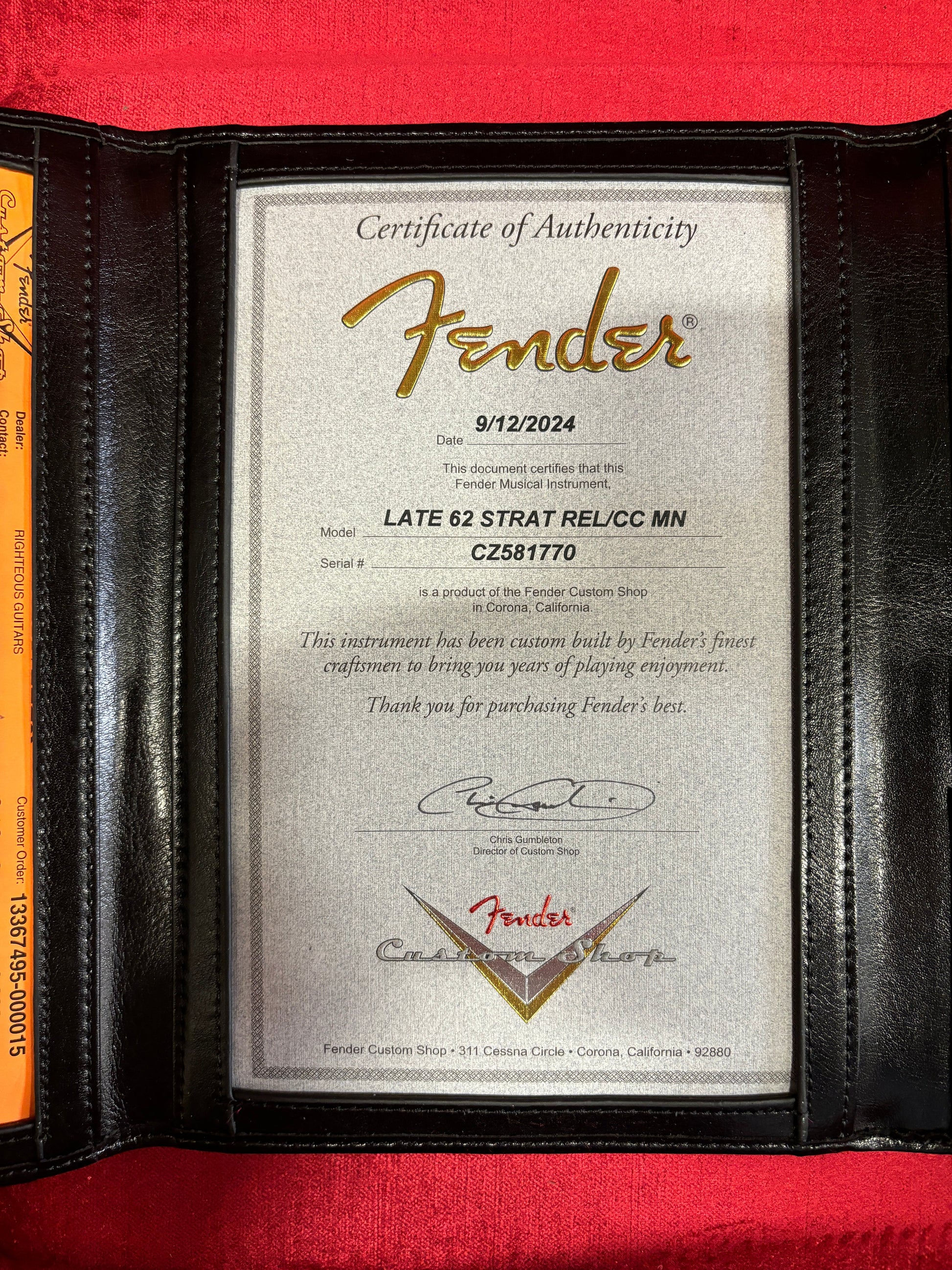 Fender Custom Shop Righteous Reissue Late 1962 Stratocaster Relic - Aged Holoflake - Maple
