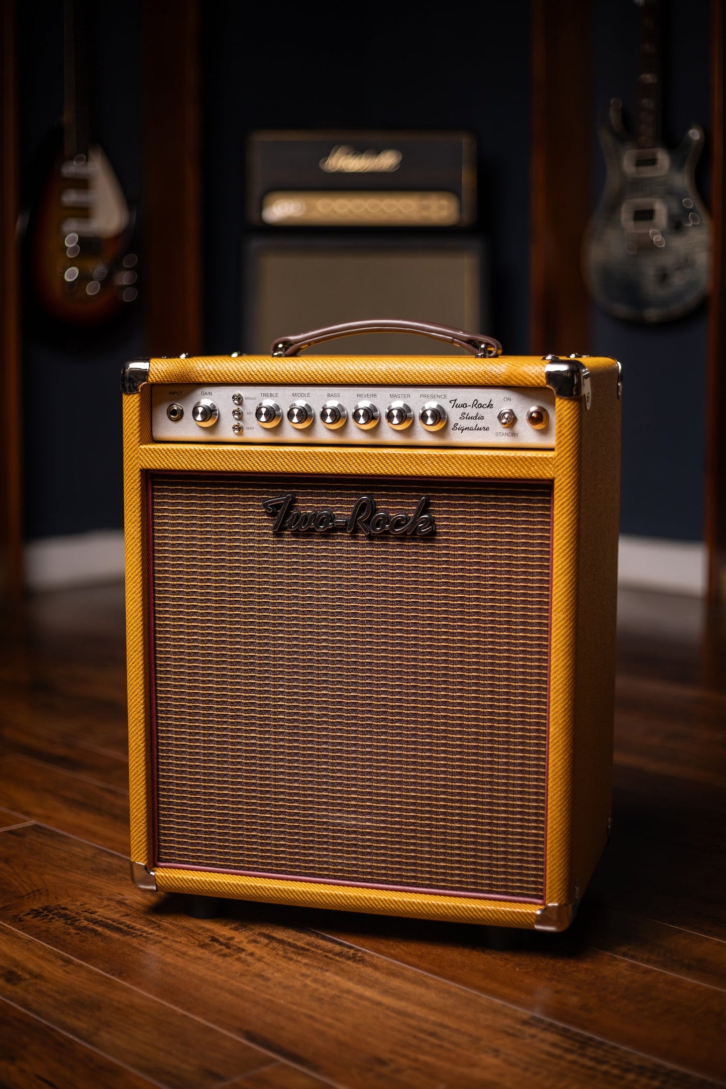 PRE-ORDER | Two-Rock Studio Signature 35 Watt Combo Amp - Lacquered Amber Tweed, Oxblood Stripe Cloth, Maroon Piping