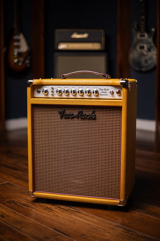 PRE-ORDER | Two-Rock Studio Signature 35 Watt Combo Amp - Lacquered Amber Tweed, Oxblood Stripe Cloth, Maroon Piping