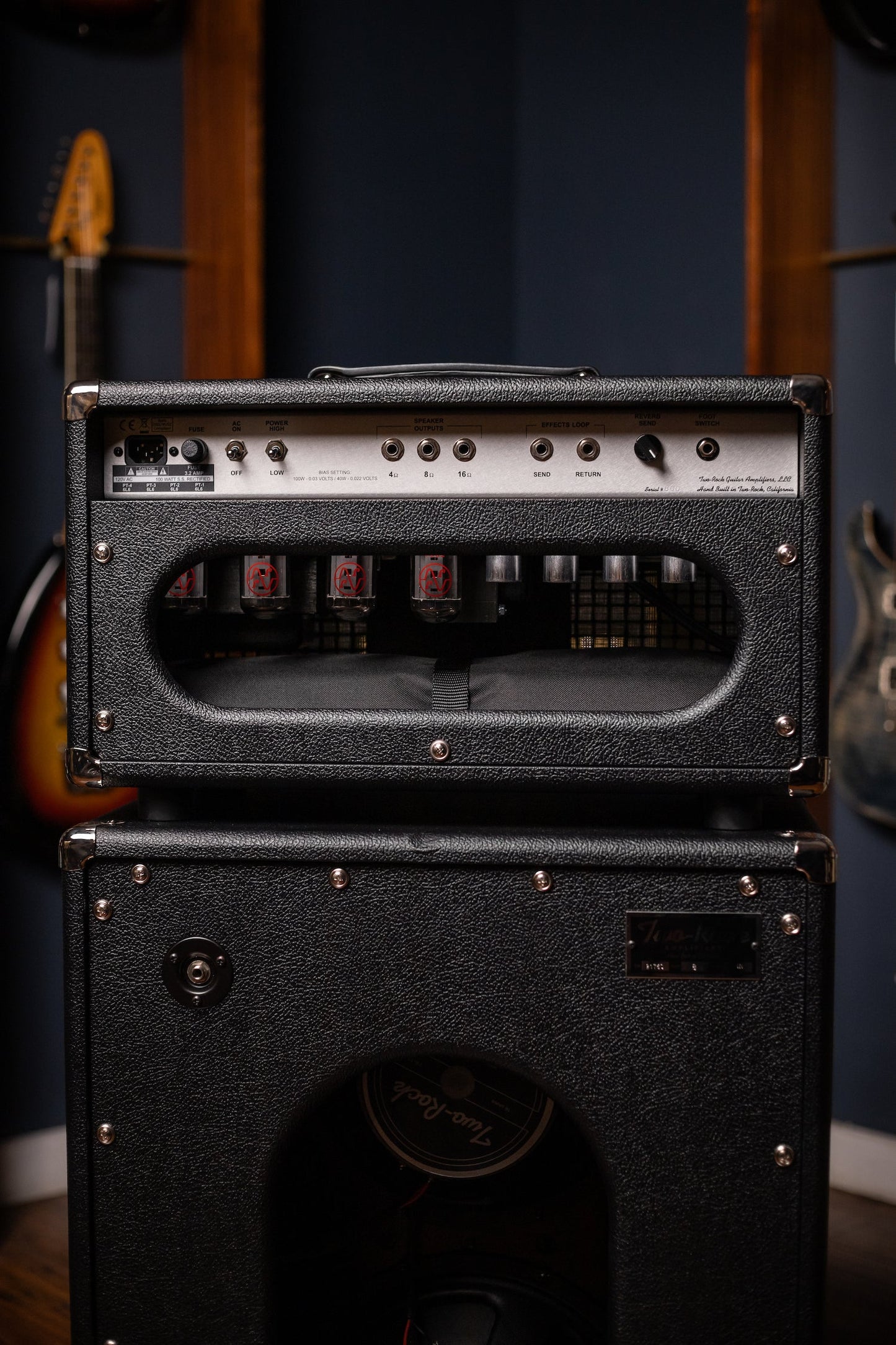 PRE-ORDER | Two-Rock Bloomfield Drive 100/50w Tube Head and Cabinet - Black Bronco Tolex, Large Checked Cloth, White Piping