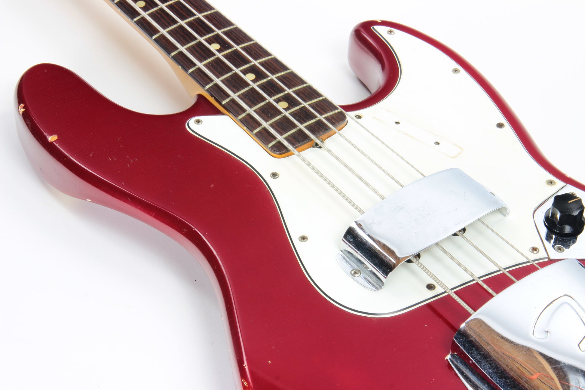 1965 Fender Jazz Bass Candy Apple Red Custom Color - No Binding, Dot Inlays, Matching Headstock!