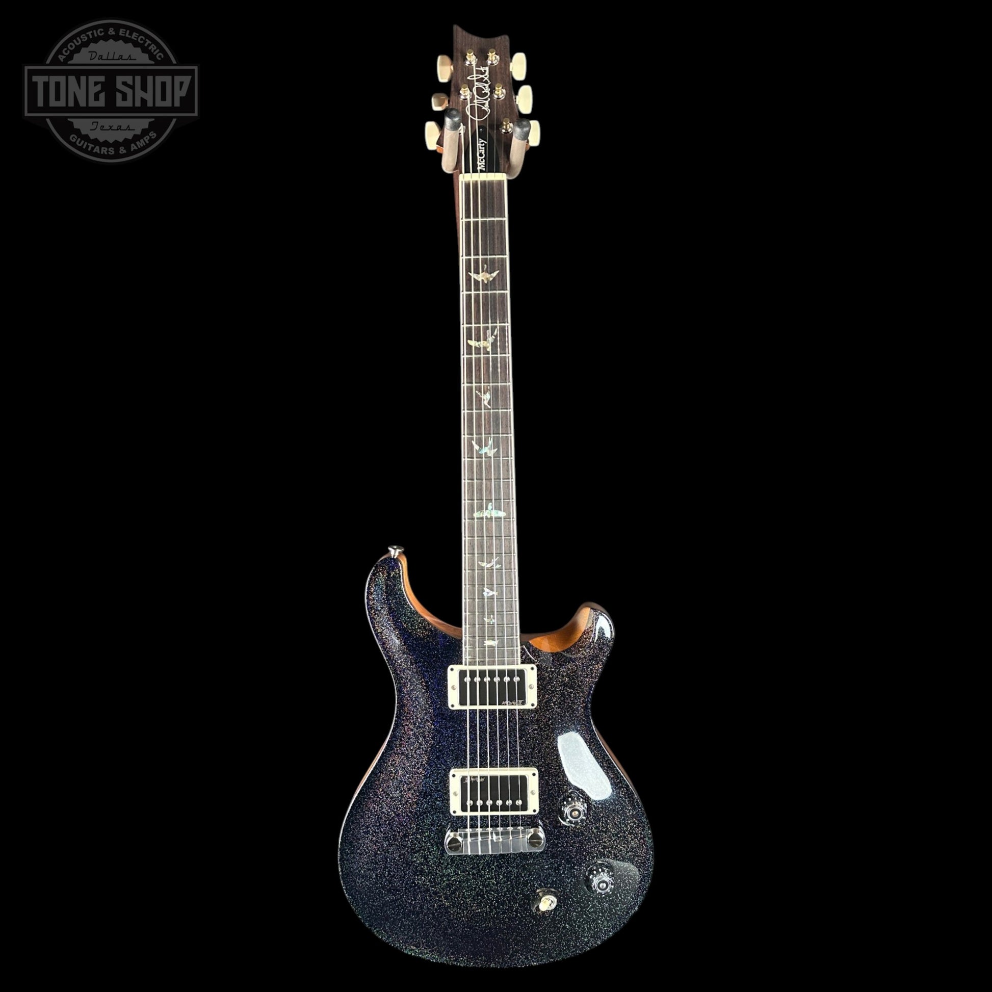 PRS McCarty Black Rainbow Holoflake Top & Binding Natural Back w/case
