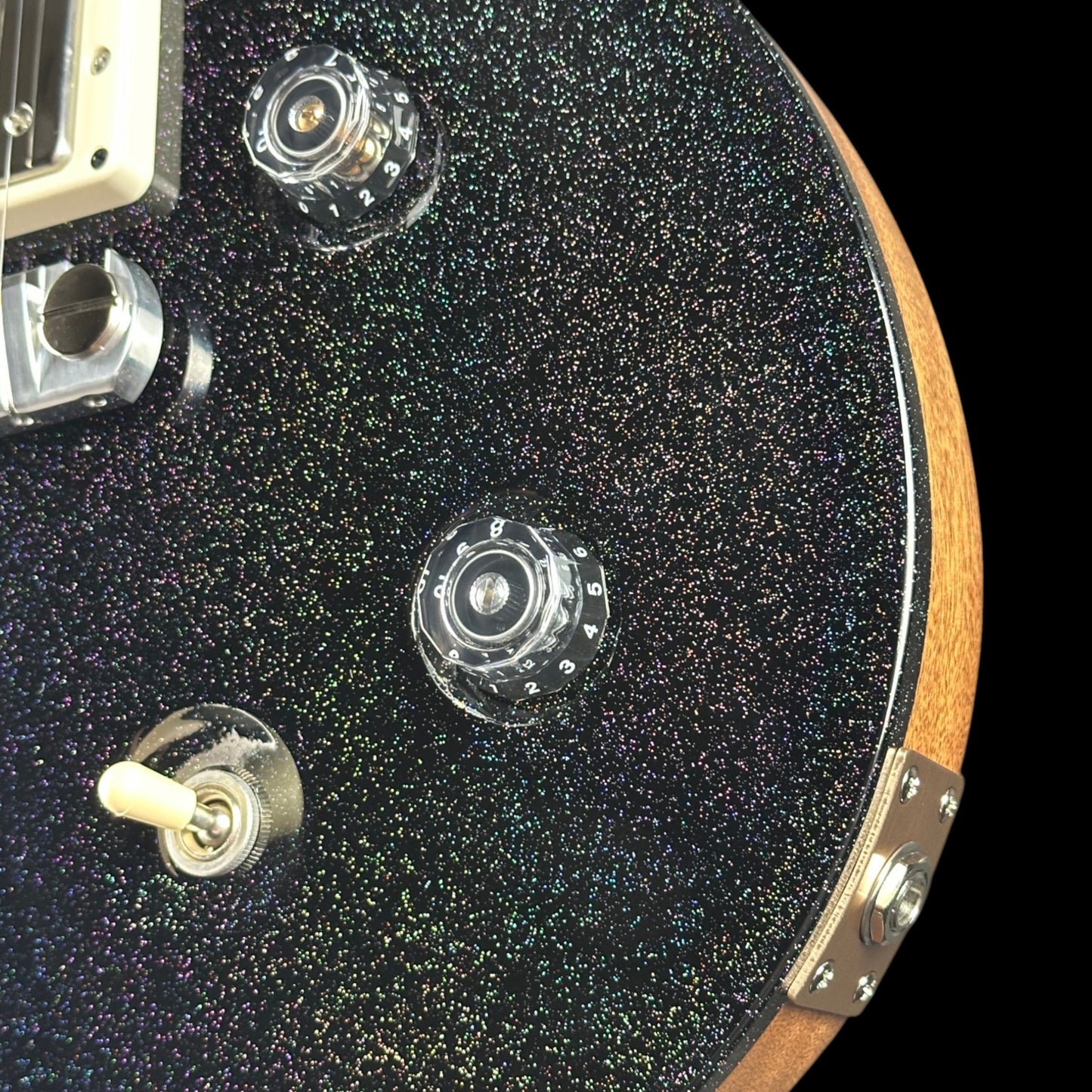 PRS McCarty Black Rainbow Holoflake Top & Binding Natural Back w/case
