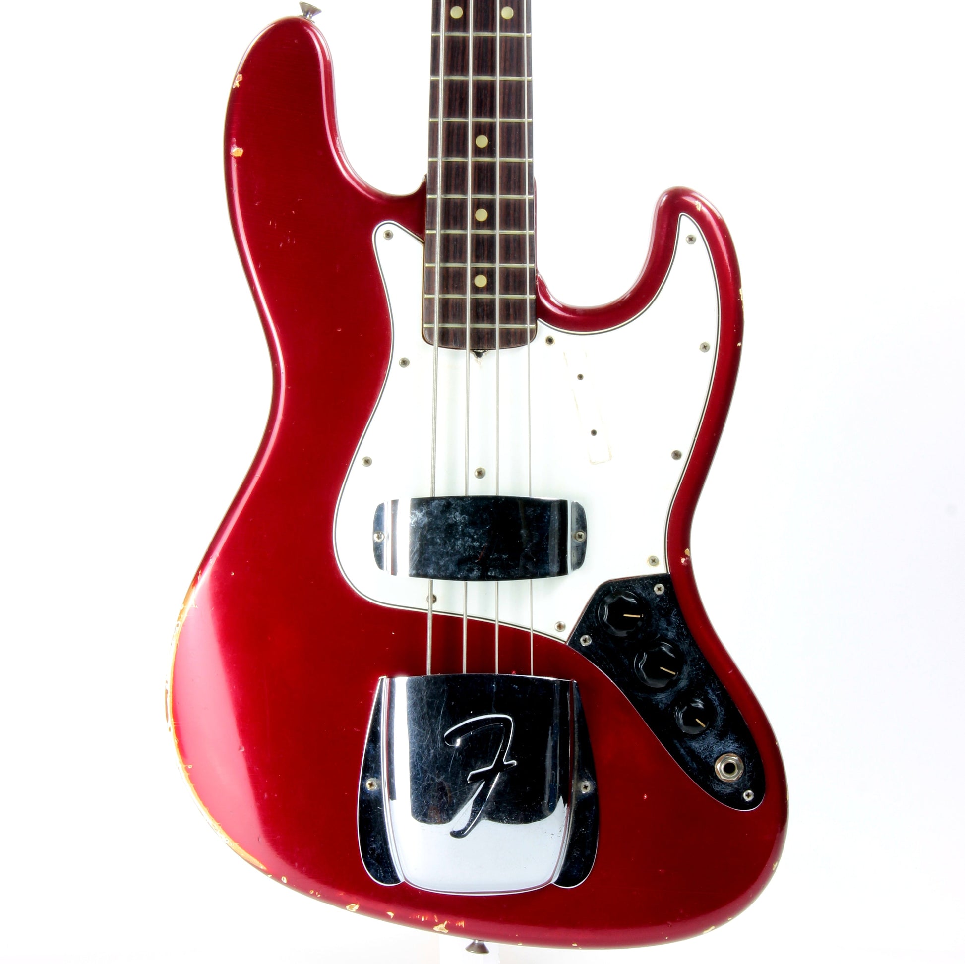 1965 Fender Jazz Bass Candy Apple Red Custom Color - No Binding, Dot Inlays, Matching Headstock!