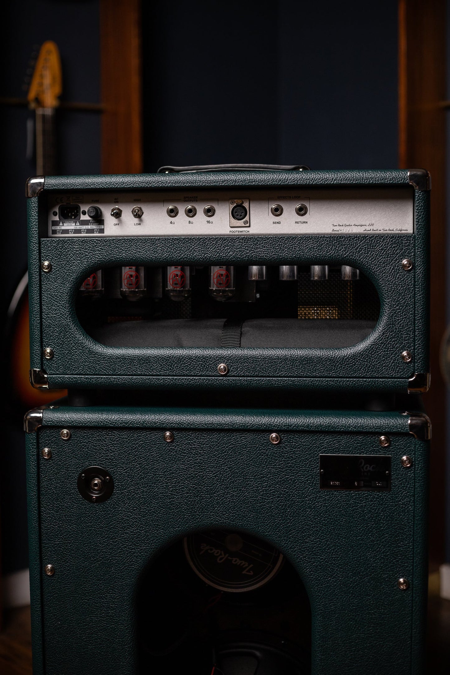 PRE-ORDER | Two-Rock Classic Reverb 100 Watt Head And 12-65B 2x12 Extension Cabinet - British Green, Salt & Pepper Cloth, White Piping