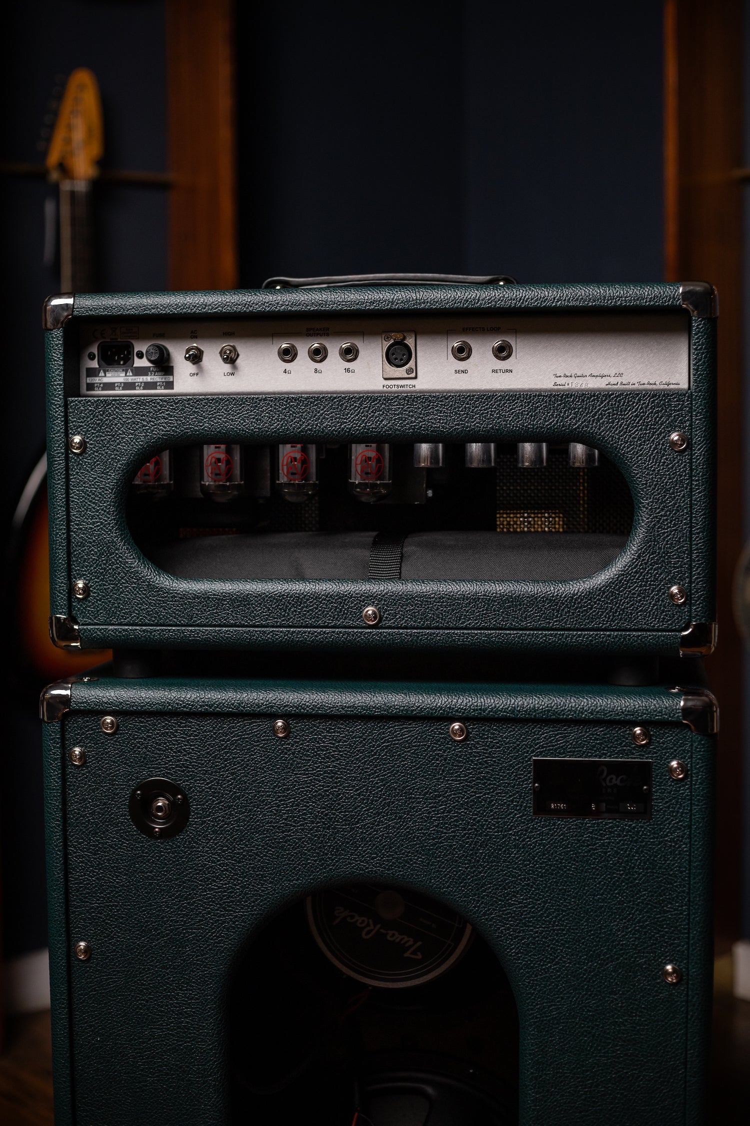 PRE-ORDER | Two-Rock Classic Reverb 100 Watt Head And 12-65B 2x12 Extension Cabinet - British Green, Salt & Pepper Cloth, White Piping