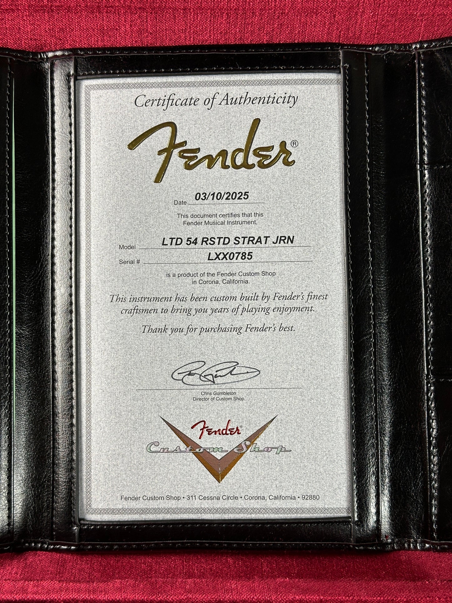 Fender Custom Shop Limited Edition Roasted '54 Strat Journeyman Relic Aged Black w/case