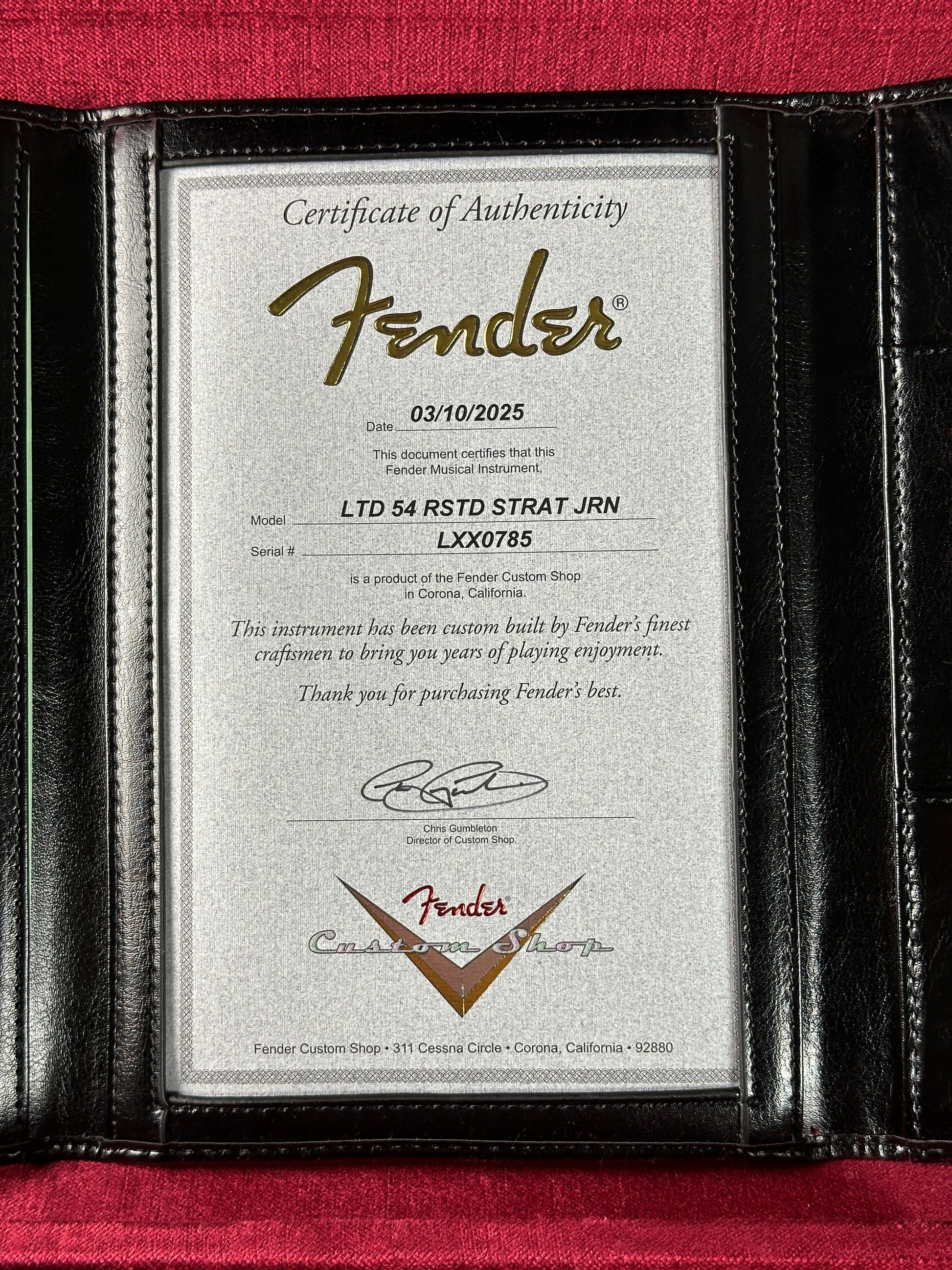 Fender Custom Shop Limited Edition Roasted '54 Strat Journeyman Relic Aged Black w/case