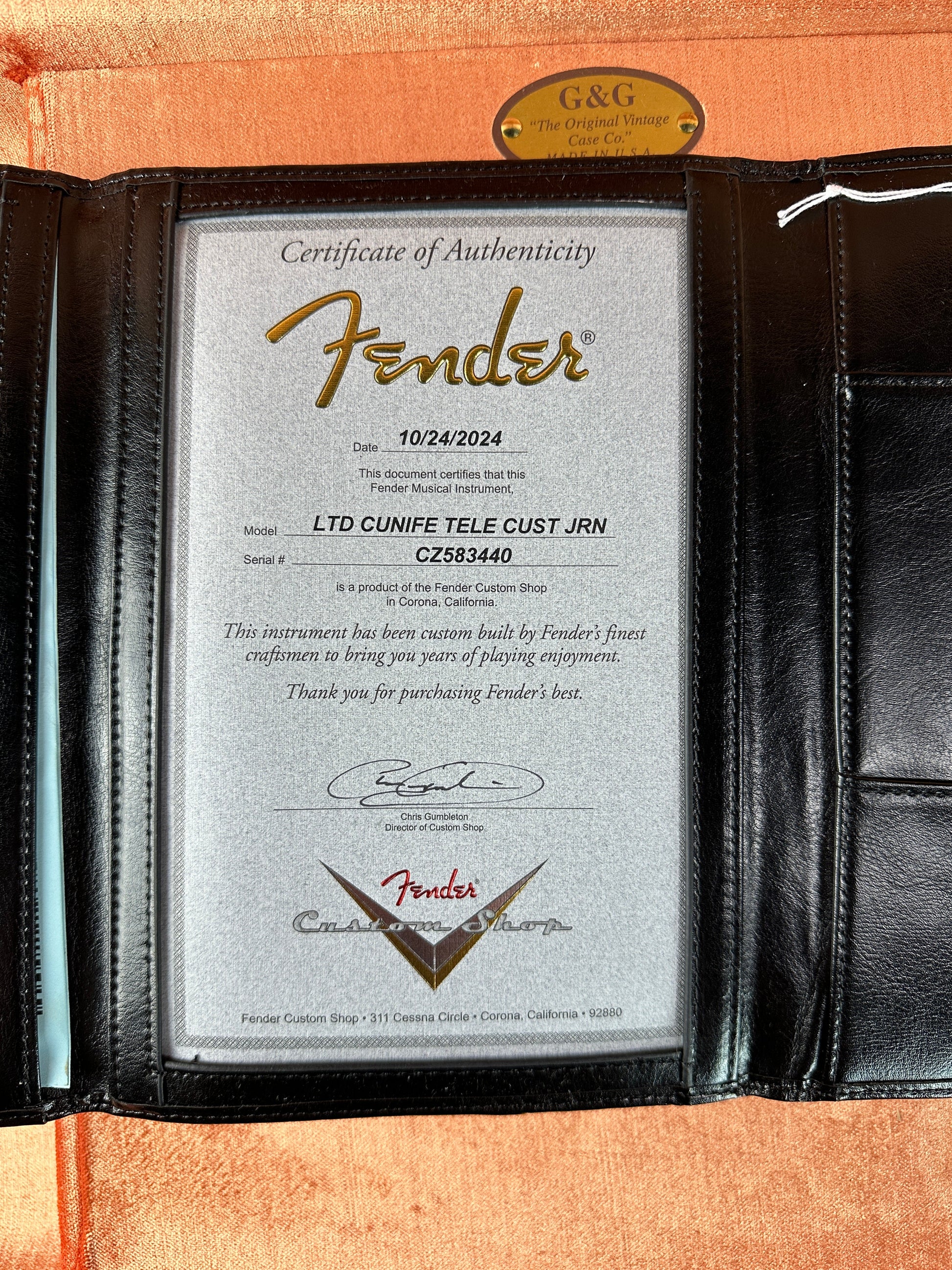 Fender Custom Shop Limited Edition Cunife Tele Custom Journeyman Relic Aged Champagne Sparkle w/case CZ583440