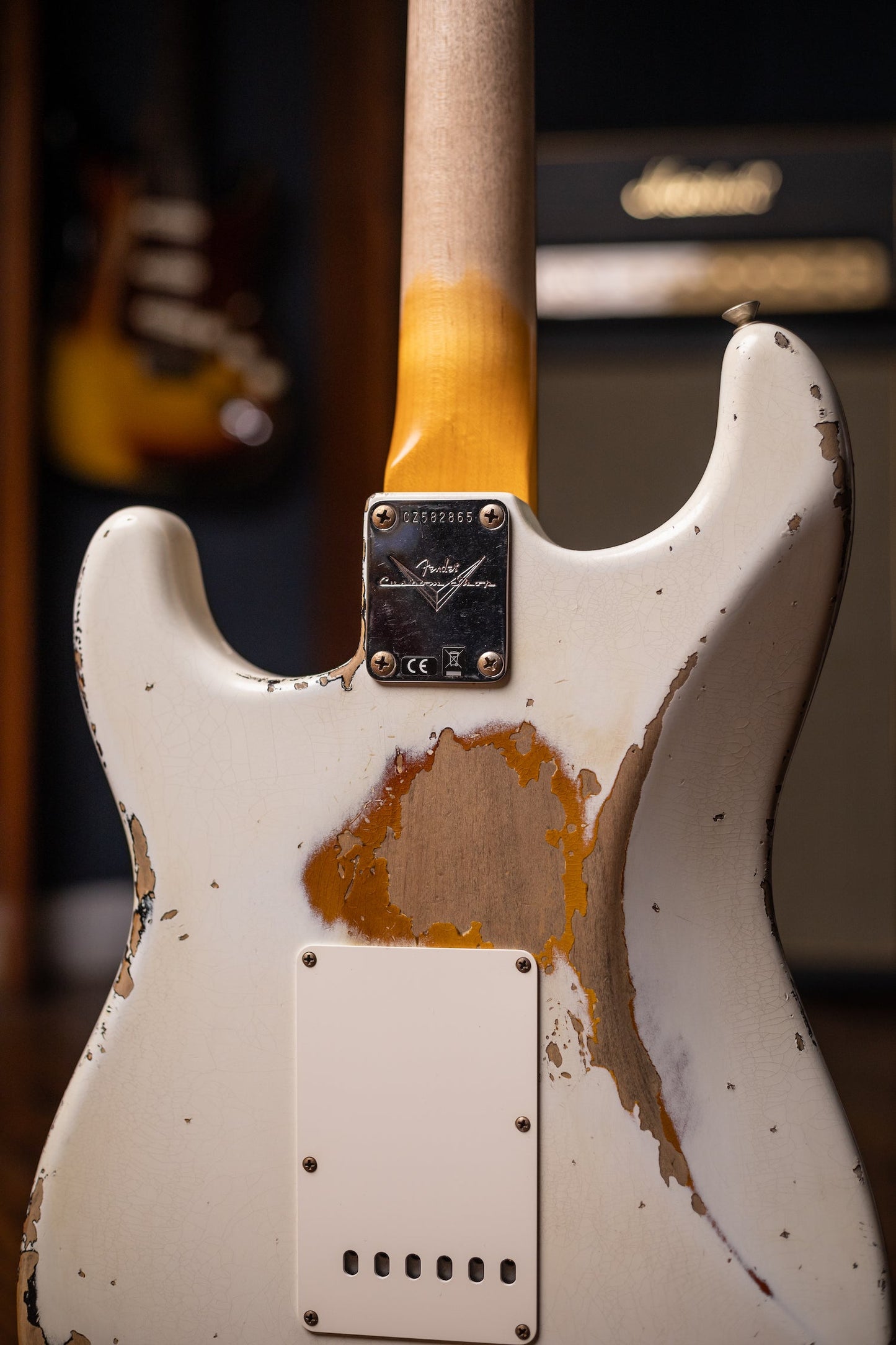 Fender Custom Shop 1960 Stratocaster Heavy Relic Electric Guitar - Aged Olympic White over 3-Color Sunburst