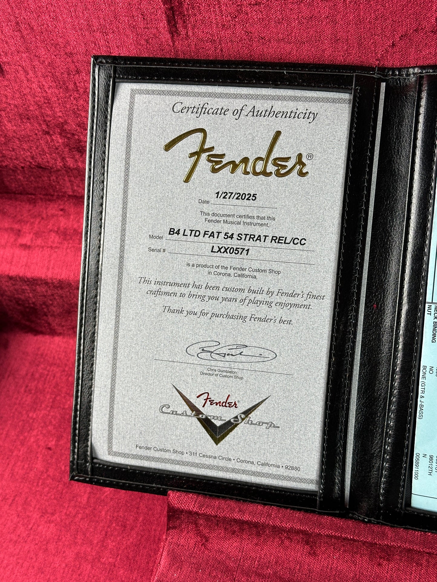 Fender Custom Shop Limited Edition Fat '54 Strat Relic w/Closet Classic Hardware Aged Arctic White w/case
