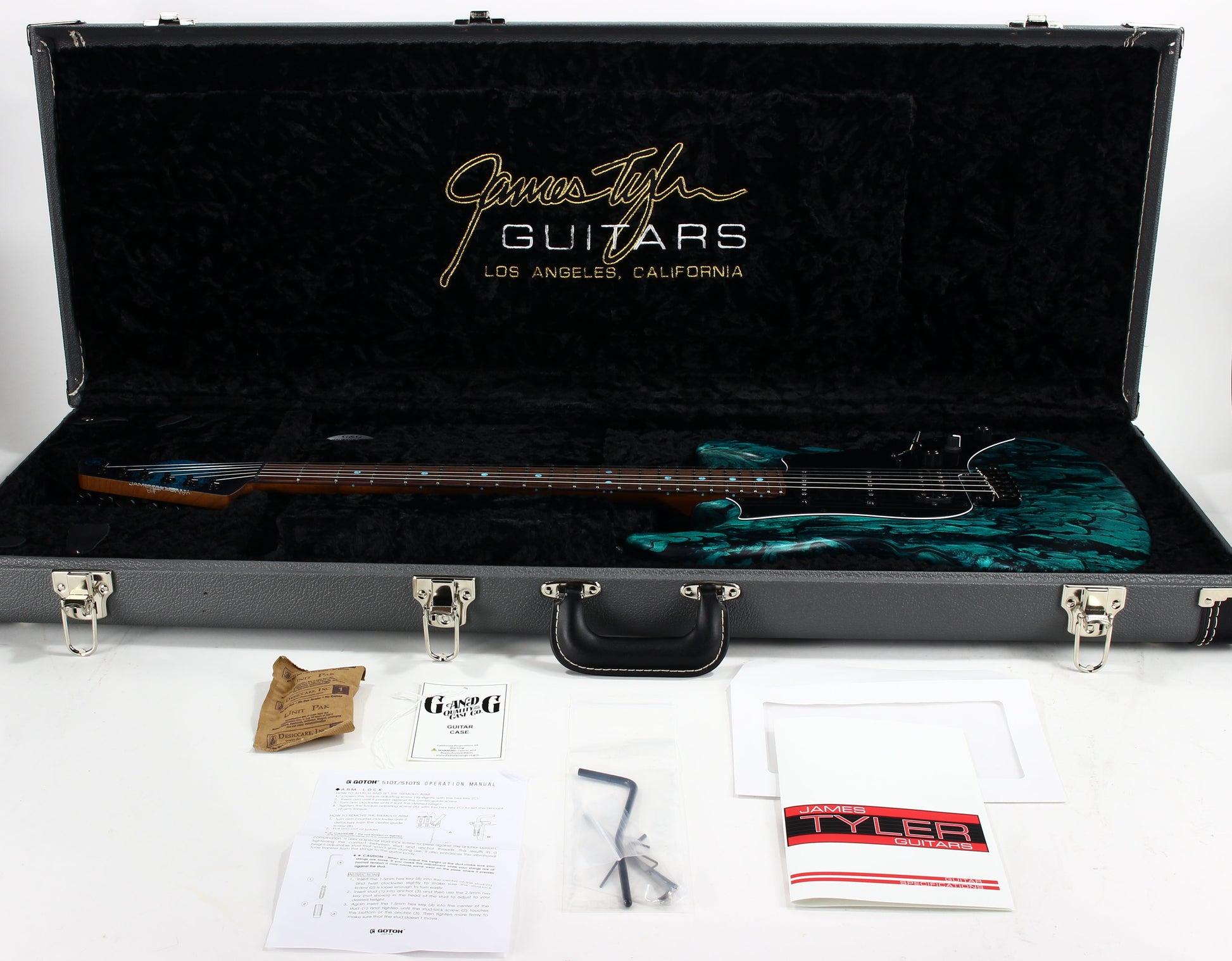 2023 James Tyler USA Studio Elite HD - Black Shmear w/ Turquoise Tint. Matching Dots, Roasted Neck!