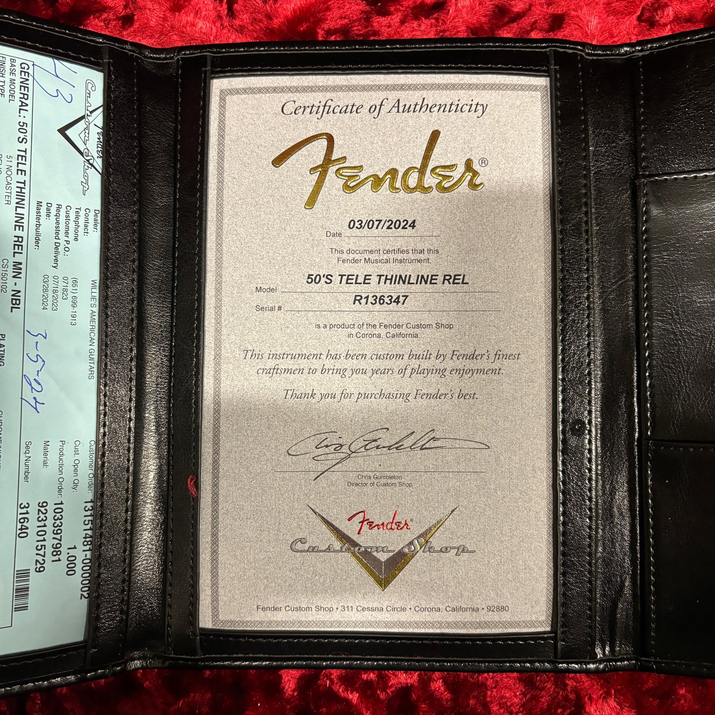 Fender Custom Shop 50s Telecaster Thinline Relic - Nocaster Blonde