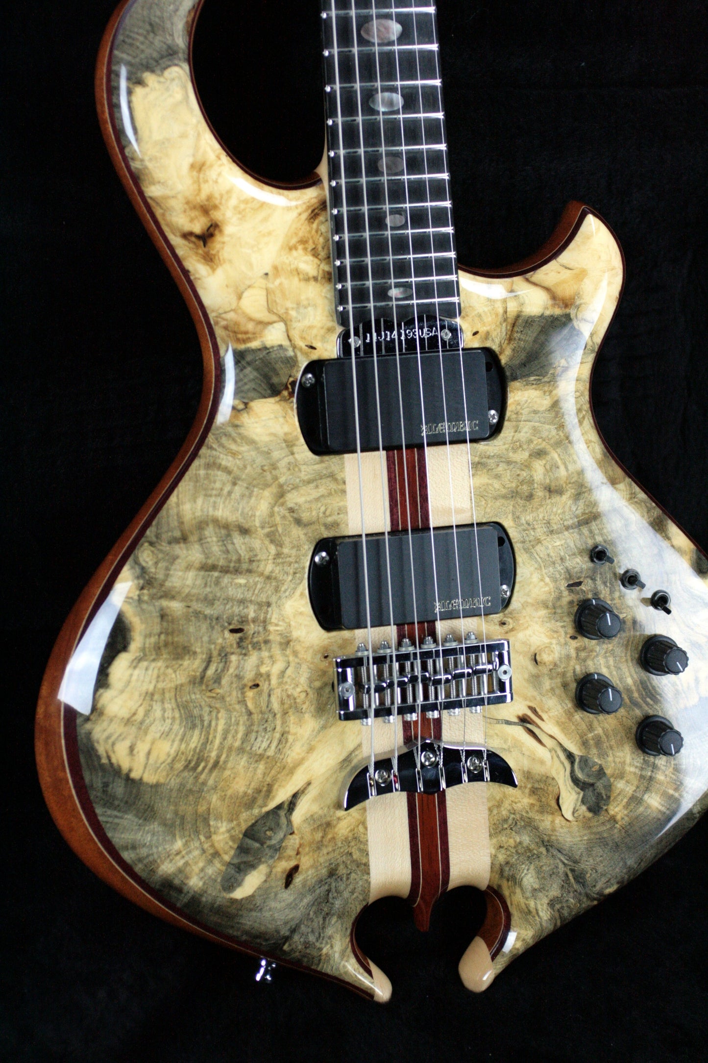MINT 2011 Alembic Darling Buckeye Burl Top w/ Blue LED's Paperwork, Original Case!