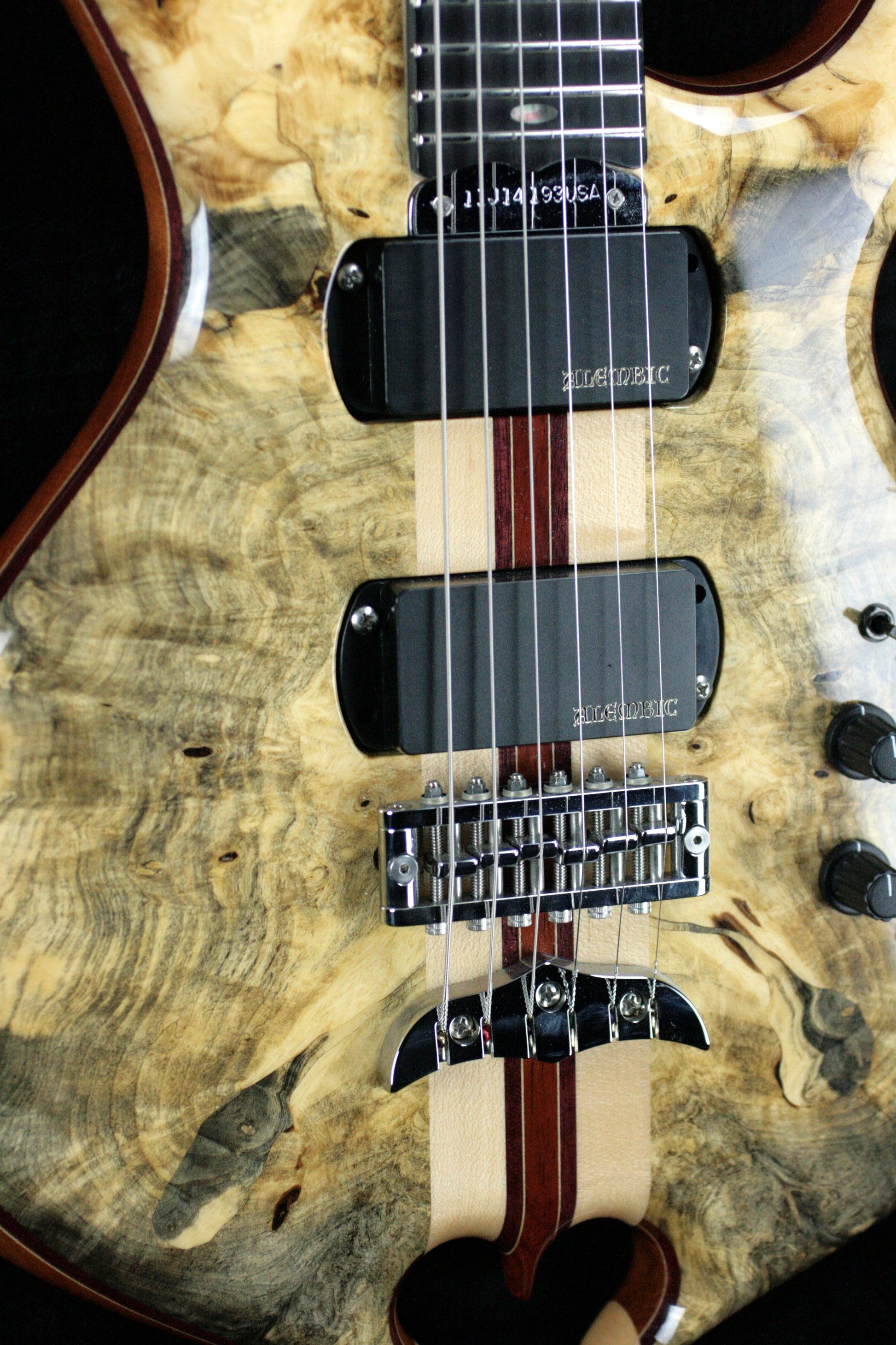 MINT 2011 Alembic Darling Buckeye Burl Top w/ Blue LED's Paperwork, Original Case!