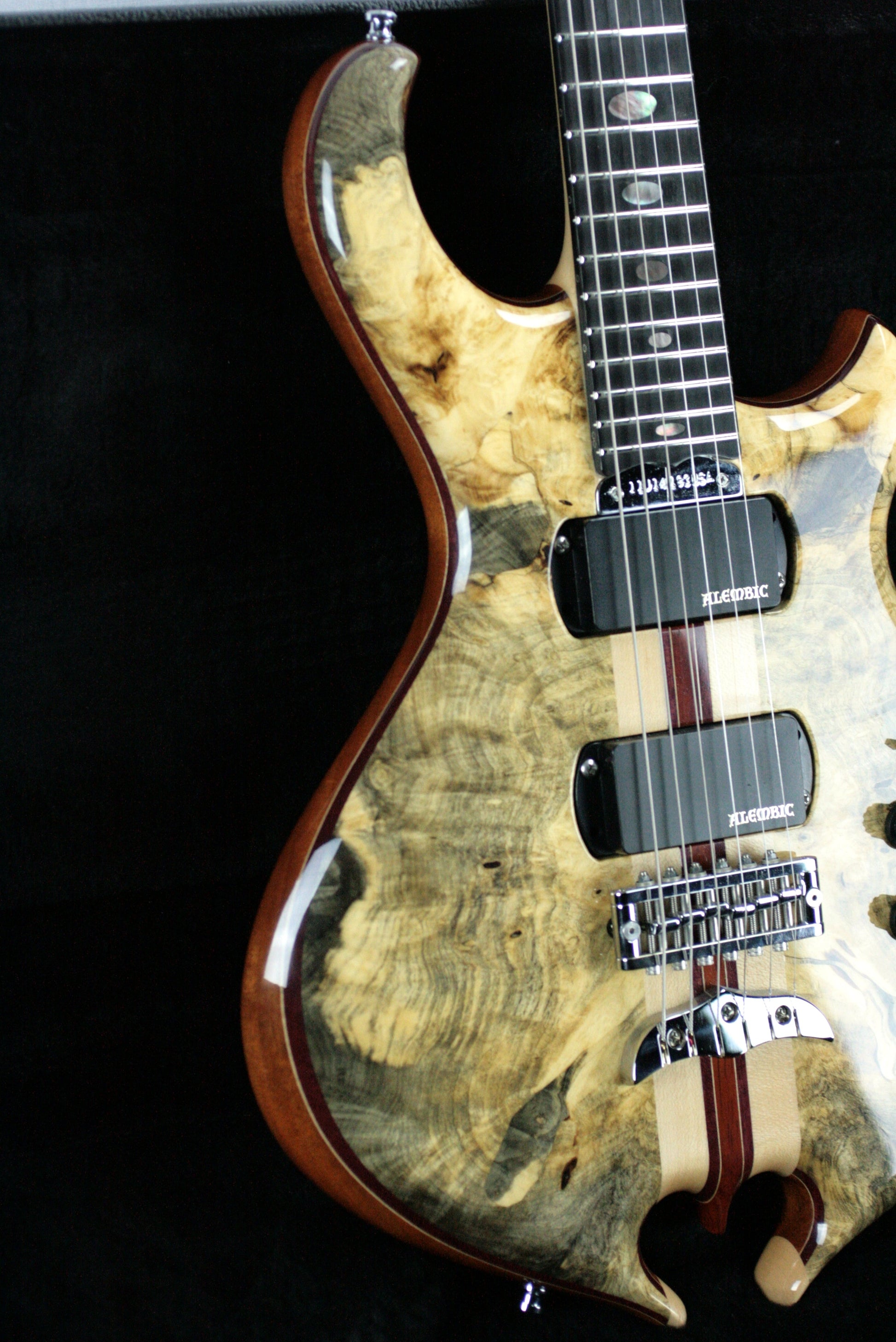 MINT 2011 Alembic Darling Buckeye Burl Top w/ Blue LED's Paperwork, Original Case!