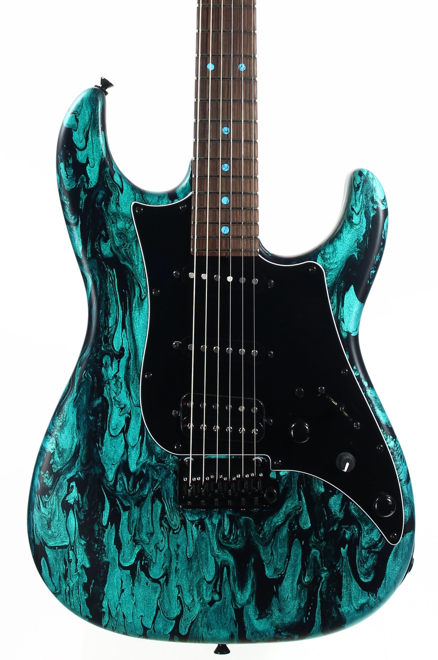 2023 James Tyler USA Studio Elite HD - Black Shmear w/ Turquoise Tint. Matching Dots, Roasted Neck!
