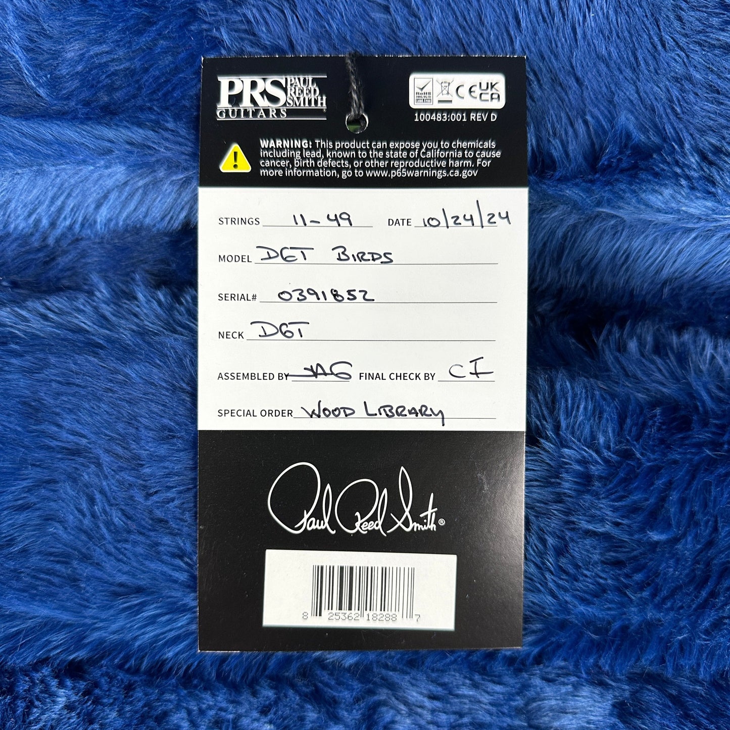 PRS TSG Exclusive Wood Library Artist DGT Frostbite Brazilian Rosewood w/case 0391852