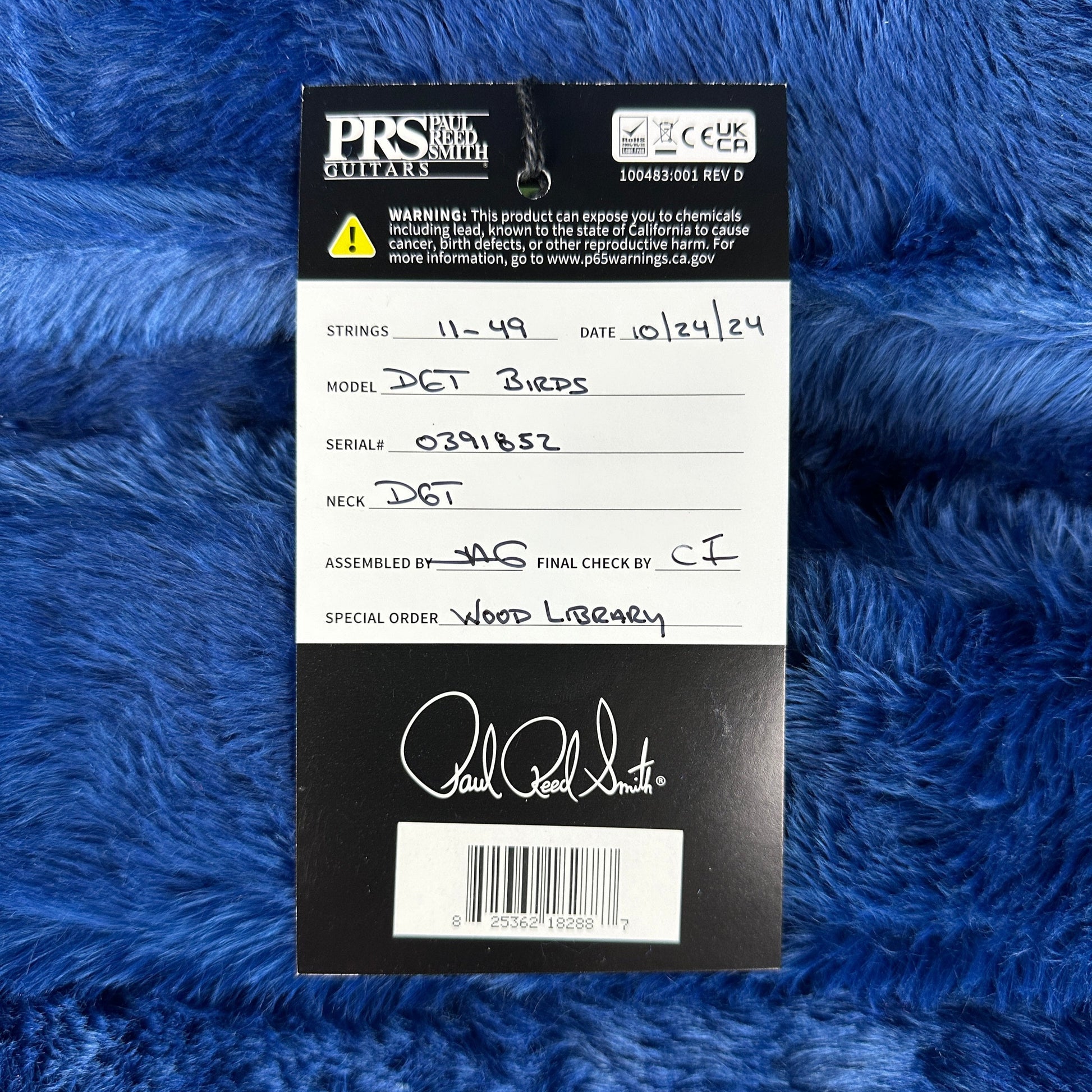 PRS TSG Exclusive Wood Library Artist DGT Frostbite Brazilian Rosewood w/case 0391852