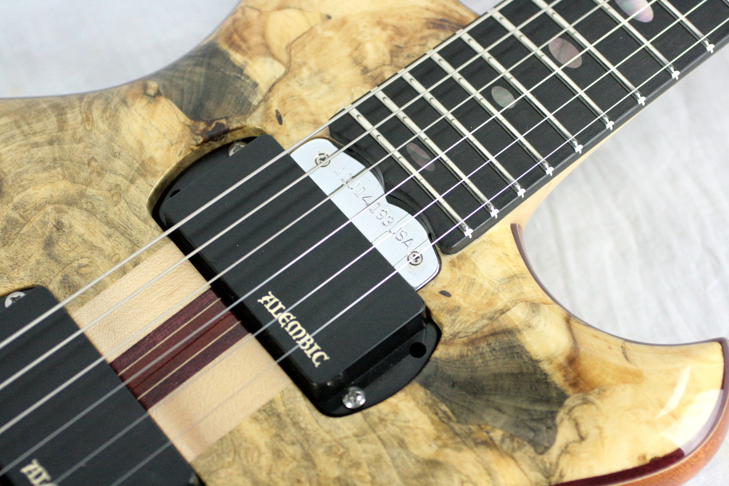 MINT 2011 Alembic Darling Buckeye Burl Top w/ Blue LED's Paperwork, Original Case!