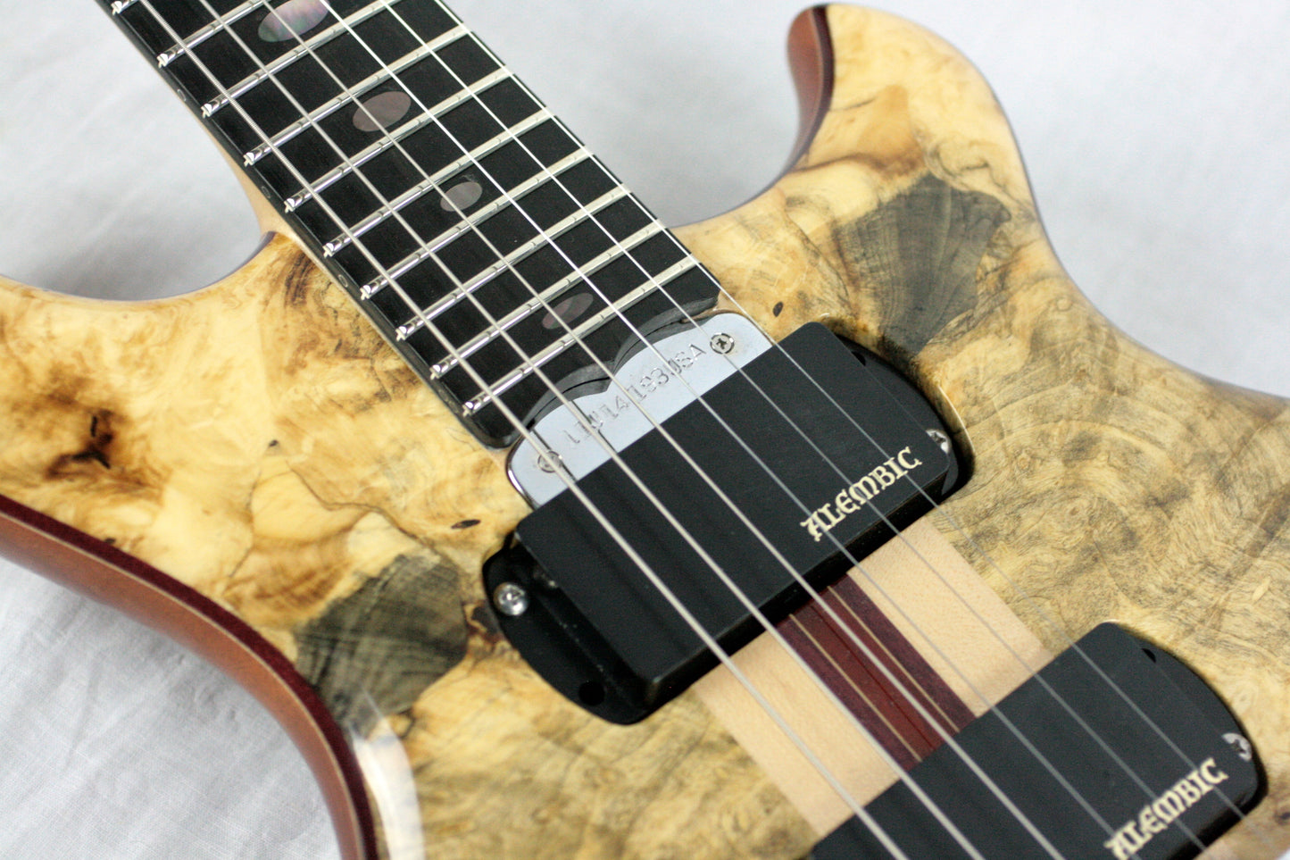 MINT 2011 Alembic Darling Buckeye Burl Top w/ Blue LED's Paperwork, Original Case!