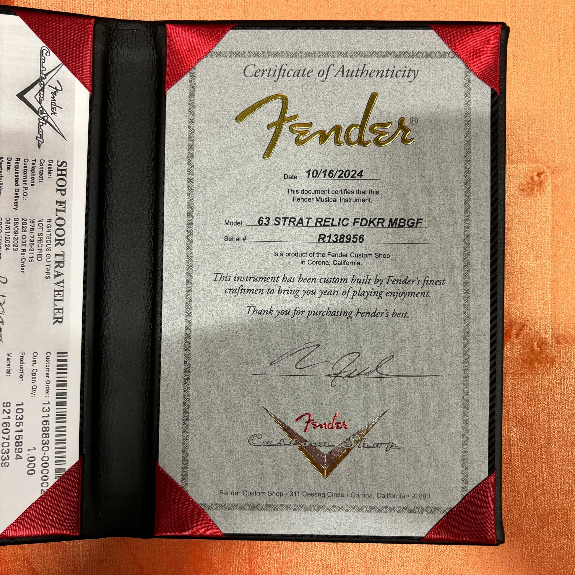 Fender Custom Shop Limited Greg Fessler Masterbuilt 1963 Stratocaster Relic - Faded Dakota Red