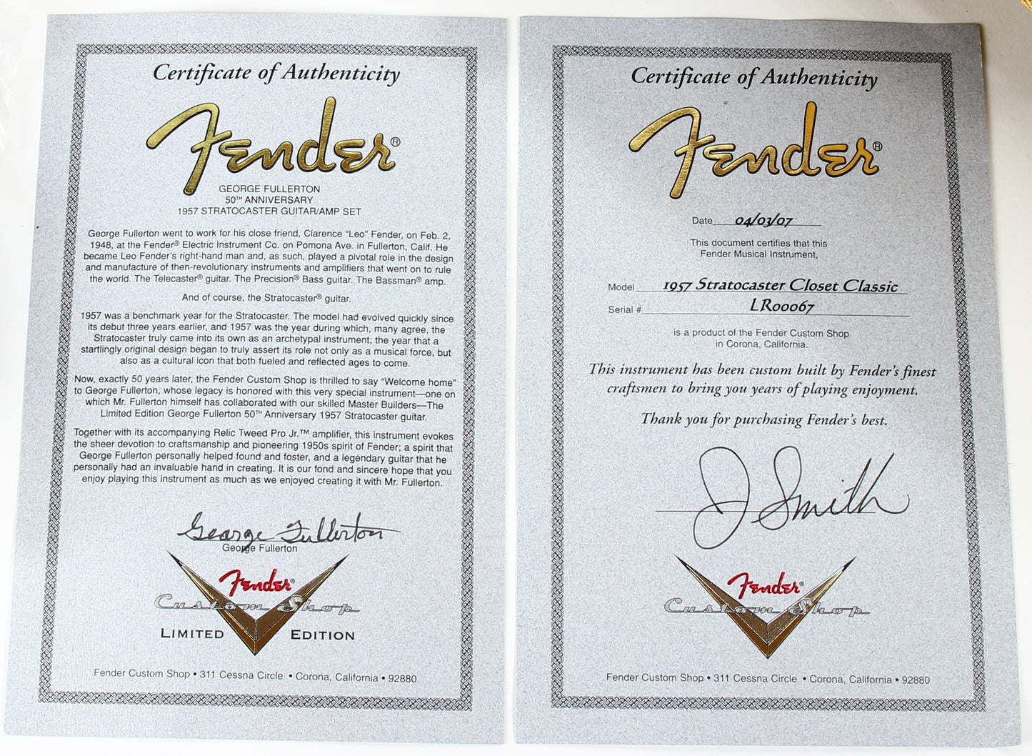 2007 Fender Masterbuilt Custom Shop '57 George Fullerton 1957 Stratocaster Jason Smith 50th Anniversary Strat
