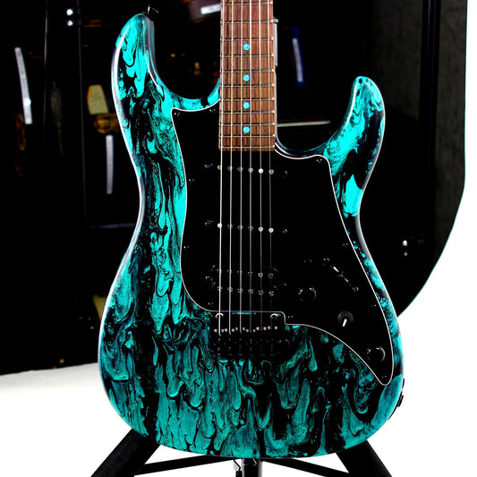 2023 James Tyler USA Studio Elite HD - Black Shmear w/ Turquoise Tint. Matching Dots, Roasted Neck!