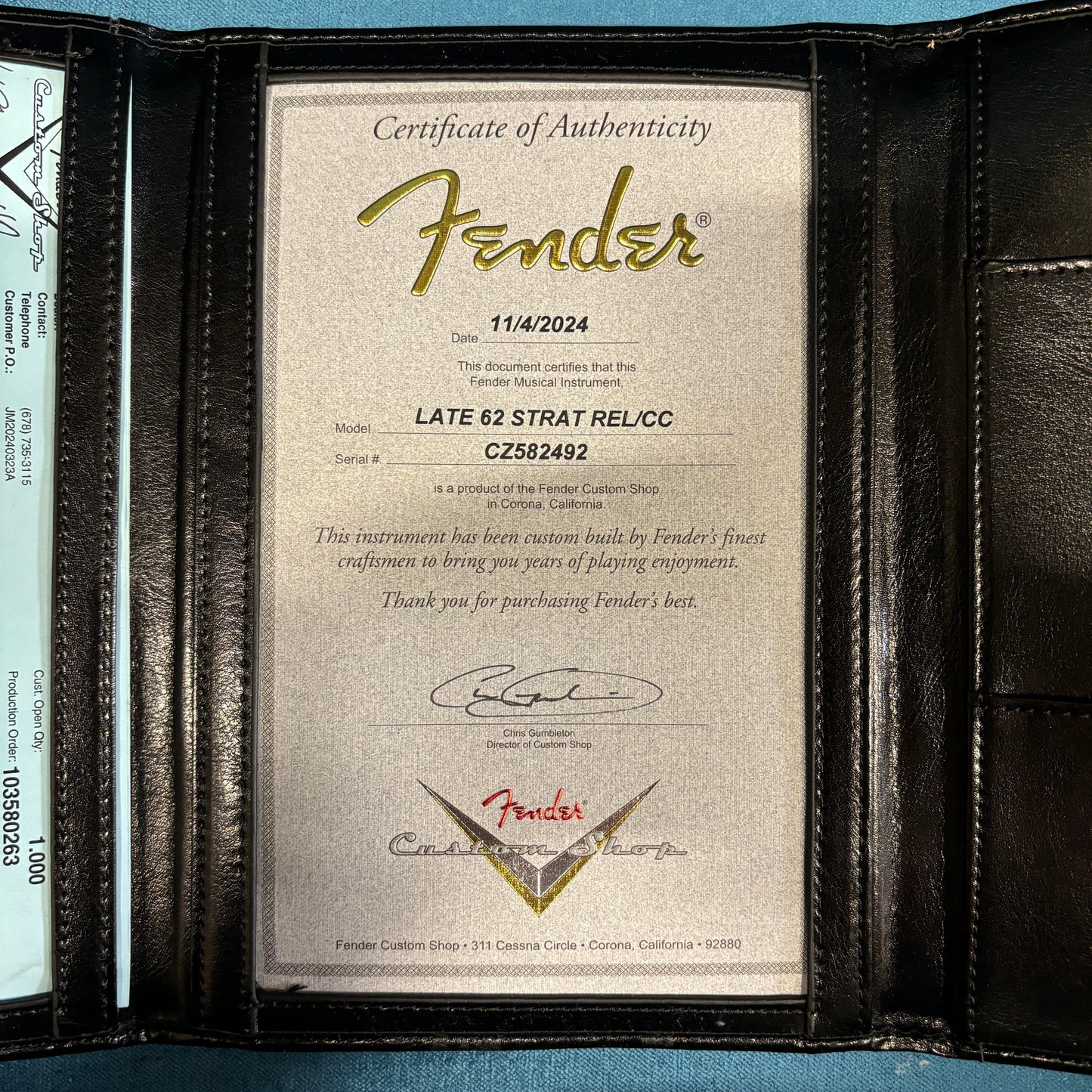 Fender Custom Shop Righteous Reissue Late 1962 Stratocaster Relic - Aged Holoflake - Rosewood