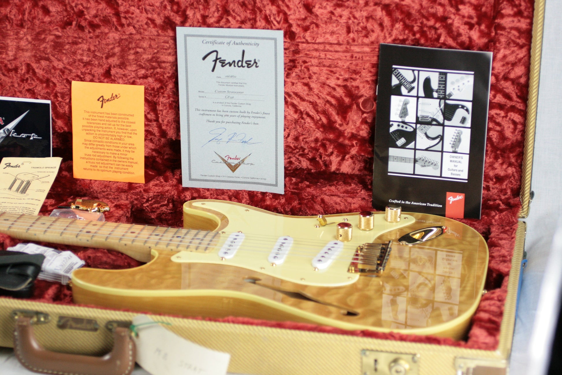2002 Fender Masterbuilt THINLINE SLAB Stratocaster Custom Shop Strat Quilt Flame Top! Greg Fessler tele