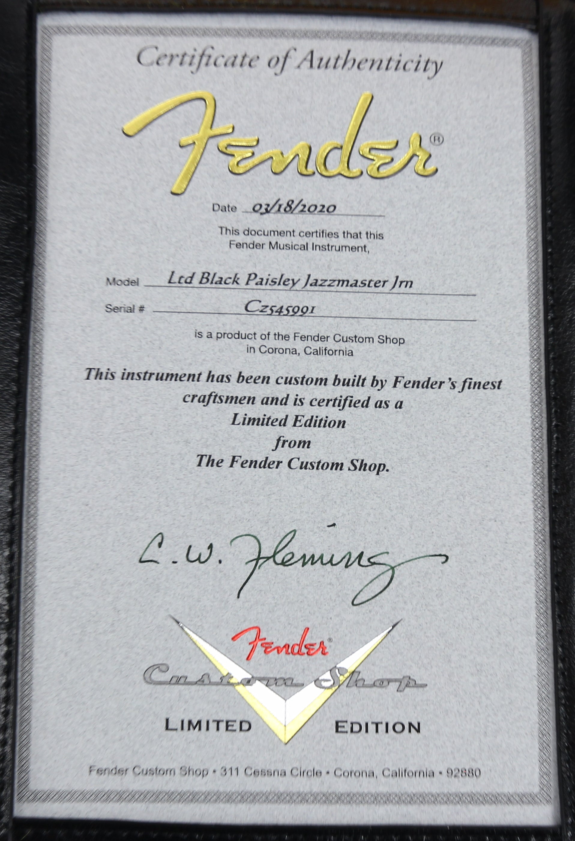 2020 Fender Custom Shop Limited Edition BLACK PAISLEY Jazzmaster Journeyman Relic - Mastery, Lollars