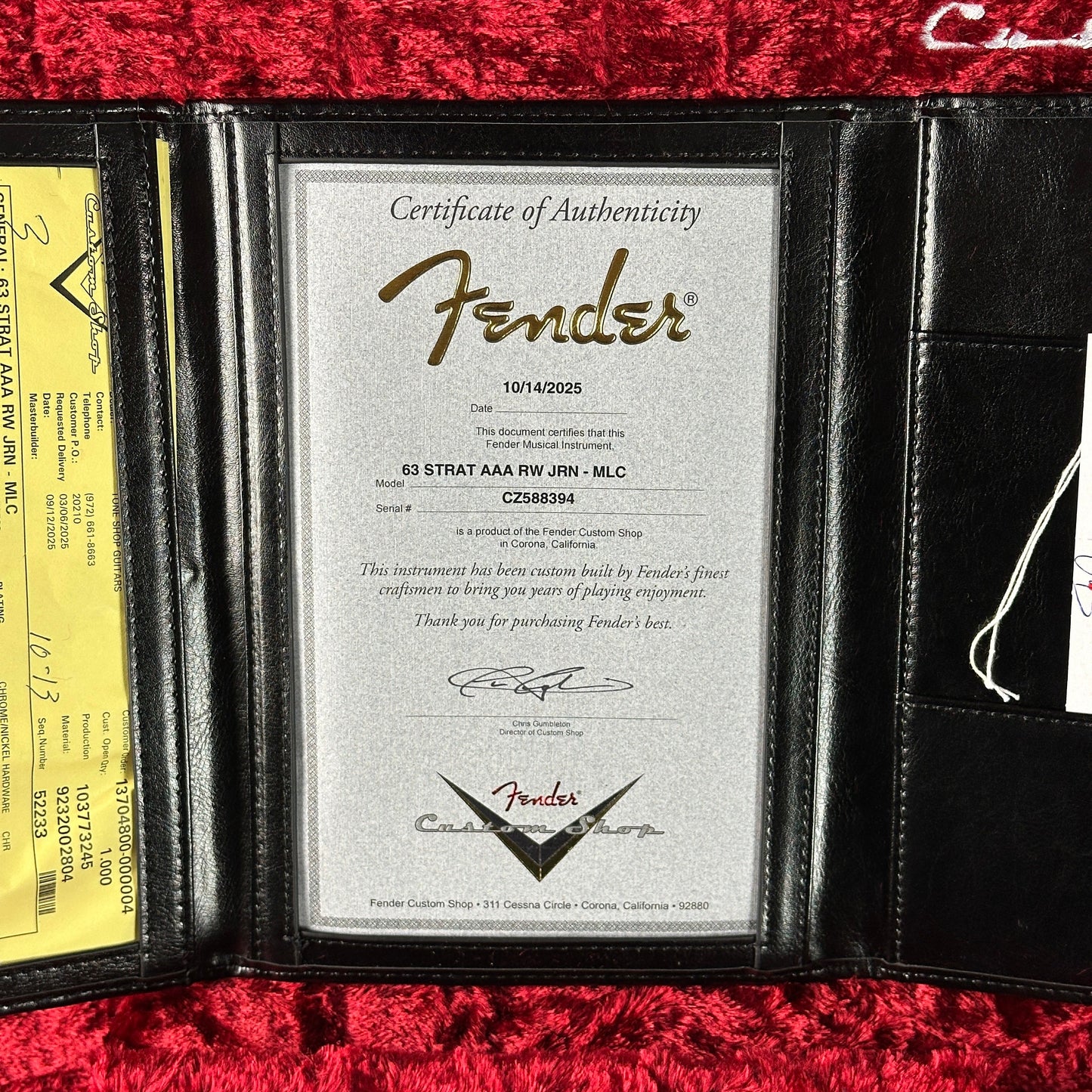 Fender Custom Shop 1963 Stratocaster Journeyman Relic AAA Maple Neck Melon Candy w/case CZ588394