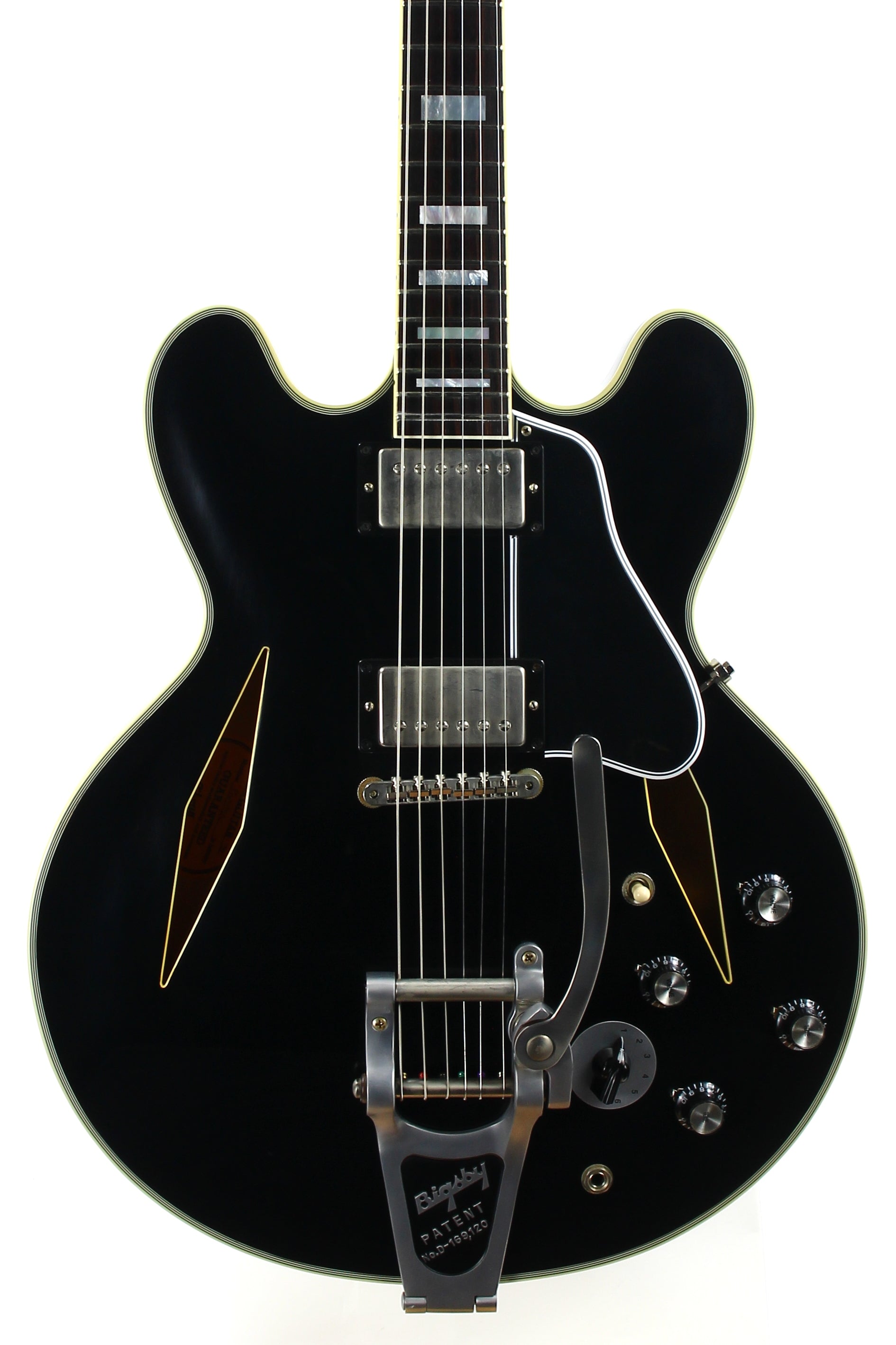 PROTOTYPE! 2017 Gibson Memphis Artist Proto Shinichi Ubukata Ebony Black ES-355 - Trini Lopez Diamond F-Holes DG-335, Bigsby