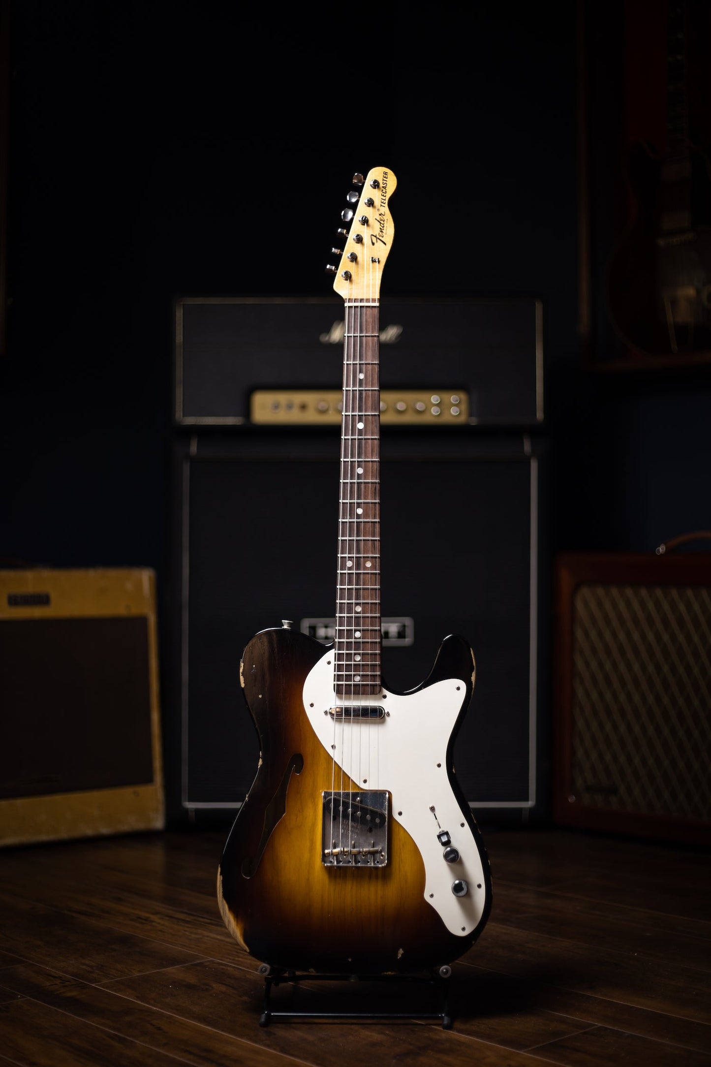 2017 Fender Custom Shop Ltd '50s Thinline Telecaster Relic Electric Guitar - Wide Fade 2 Tone Sunburst