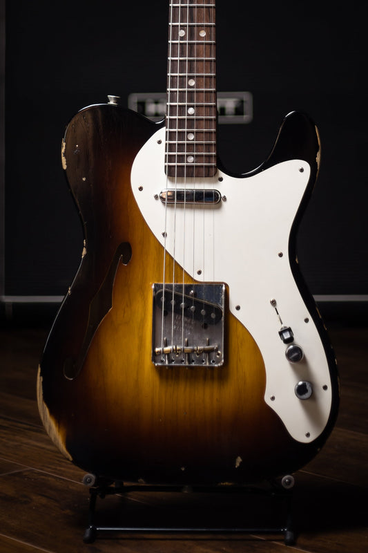 2017 Fender Custom Shop Ltd '50s Thinline Telecaster Relic Electric Guitar - Wide Fade 2 Tone Sunburst