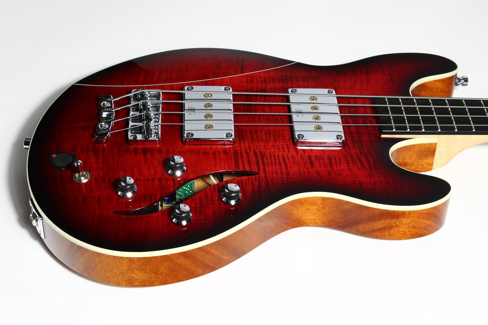 2018 Warwick TEAMBUILT Pro Series Lee Sklar Electric Bass I Semi-Hollow - Made in Germany Sklarbass star! 4 String - Burgundy Blackburst Transparent idolmaker