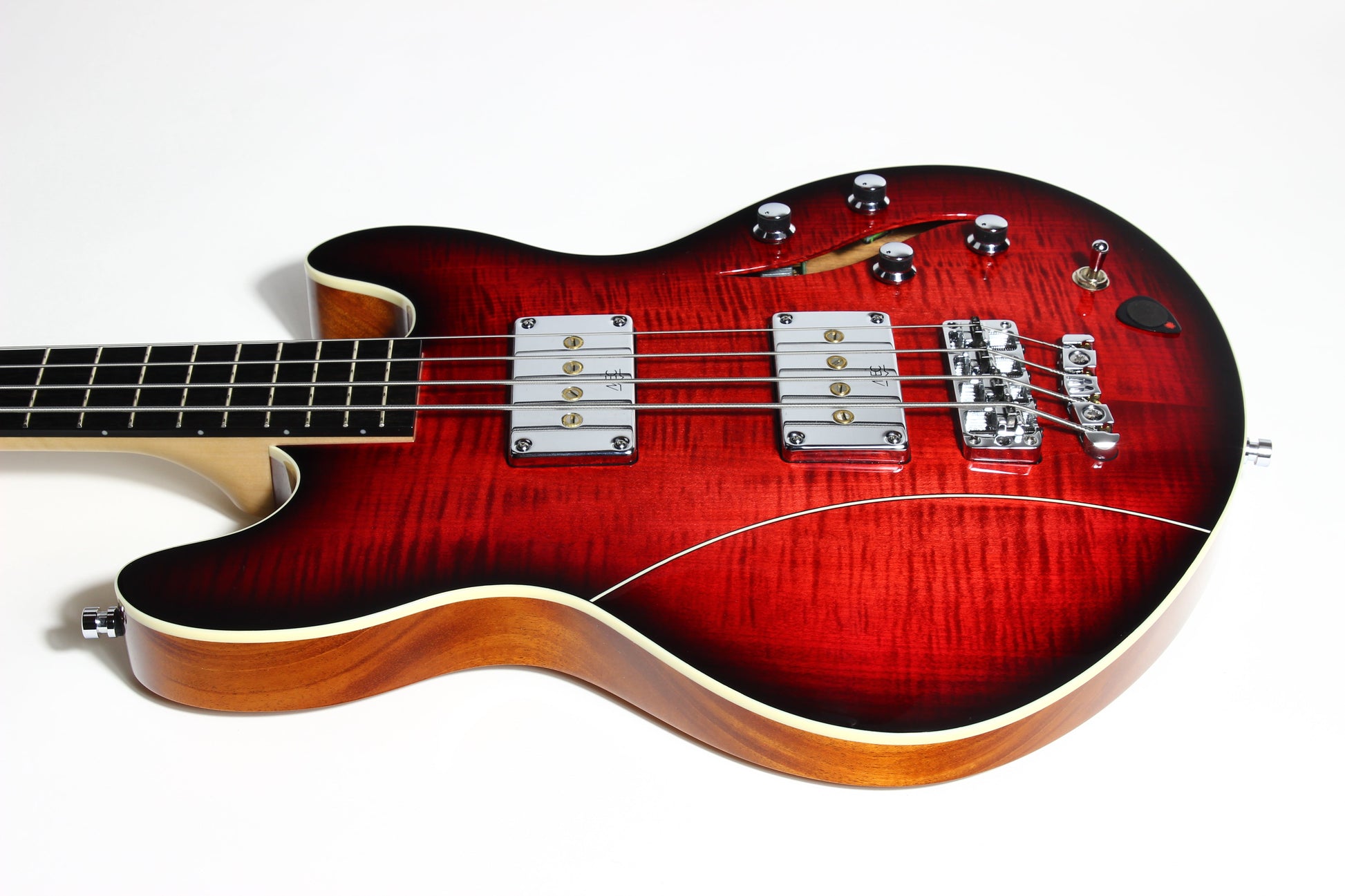2018 Warwick TEAMBUILT Pro Series Lee Sklar Electric Bass I Semi-Hollow - Made in Germany Sklarbass star! 4 String - Burgundy Blackburst Transparent idolmaker