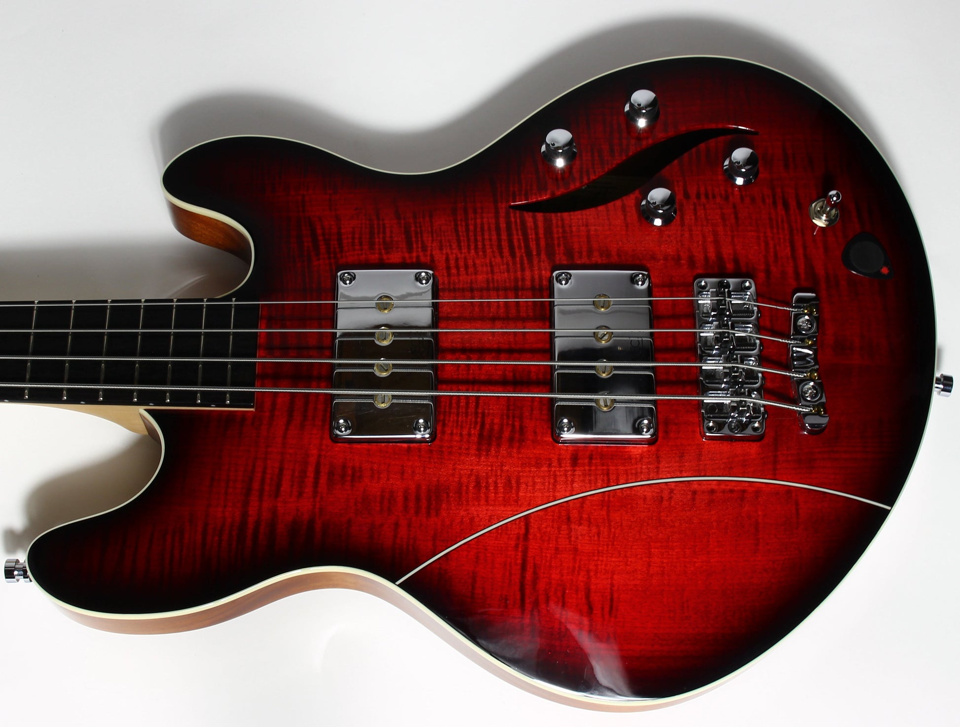 2018 Warwick TEAMBUILT Pro Series Lee Sklar Electric Bass I Semi-Hollow - Made in Germany Sklarbass star! 4 String - Burgundy Blackburst Transparent idolmaker