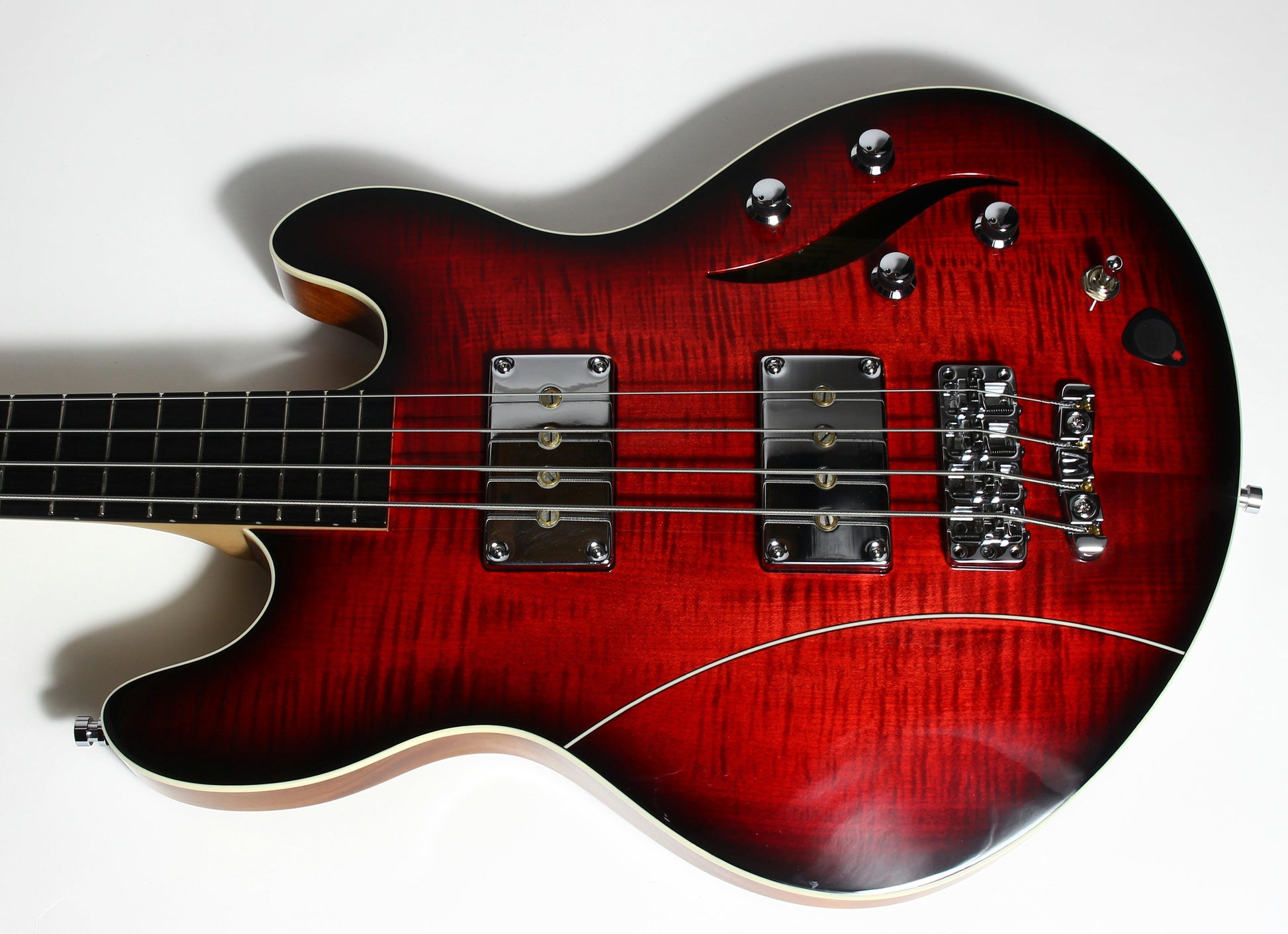 2018 Warwick TEAMBUILT Pro Series Lee Sklar Electric Bass I Semi-Hollow - Made in Germany Sklarbass star! 4 String - Burgundy Blackburst Transparent idolmaker
