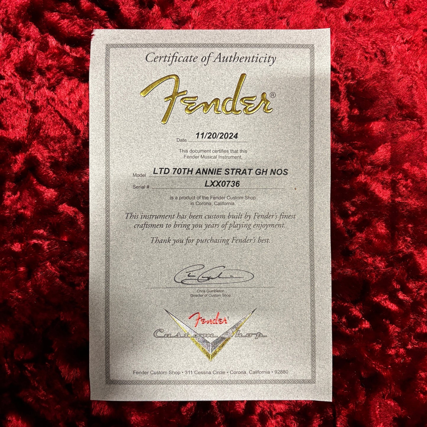 Fender Custom Shop 70th Anniversary Stratocaster NOS - Aged Bright Sapphire Metallic