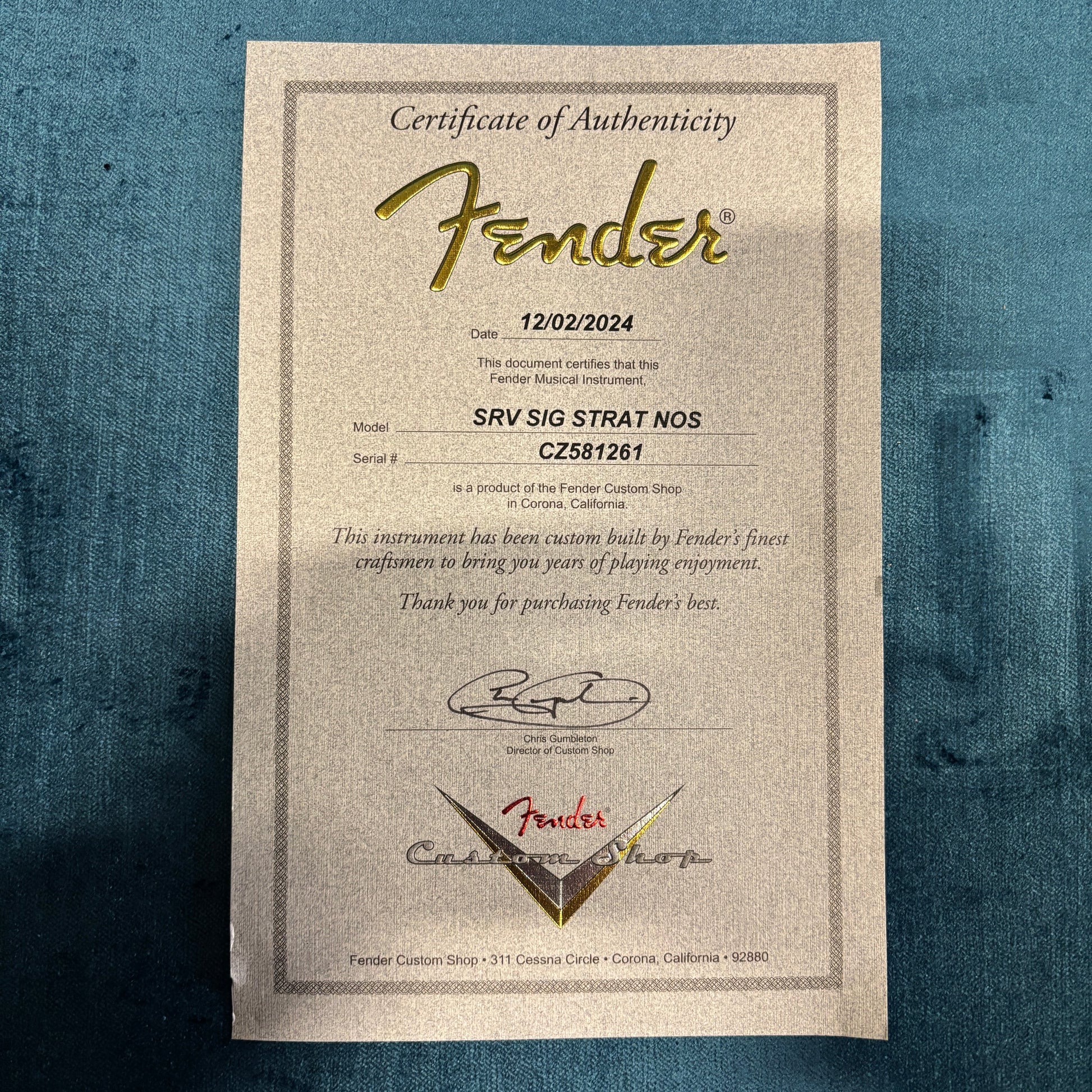 Fender Custom Shop Stevie Ray Vaughan Signature Stratocaster NOS - 3 Color Sunburst