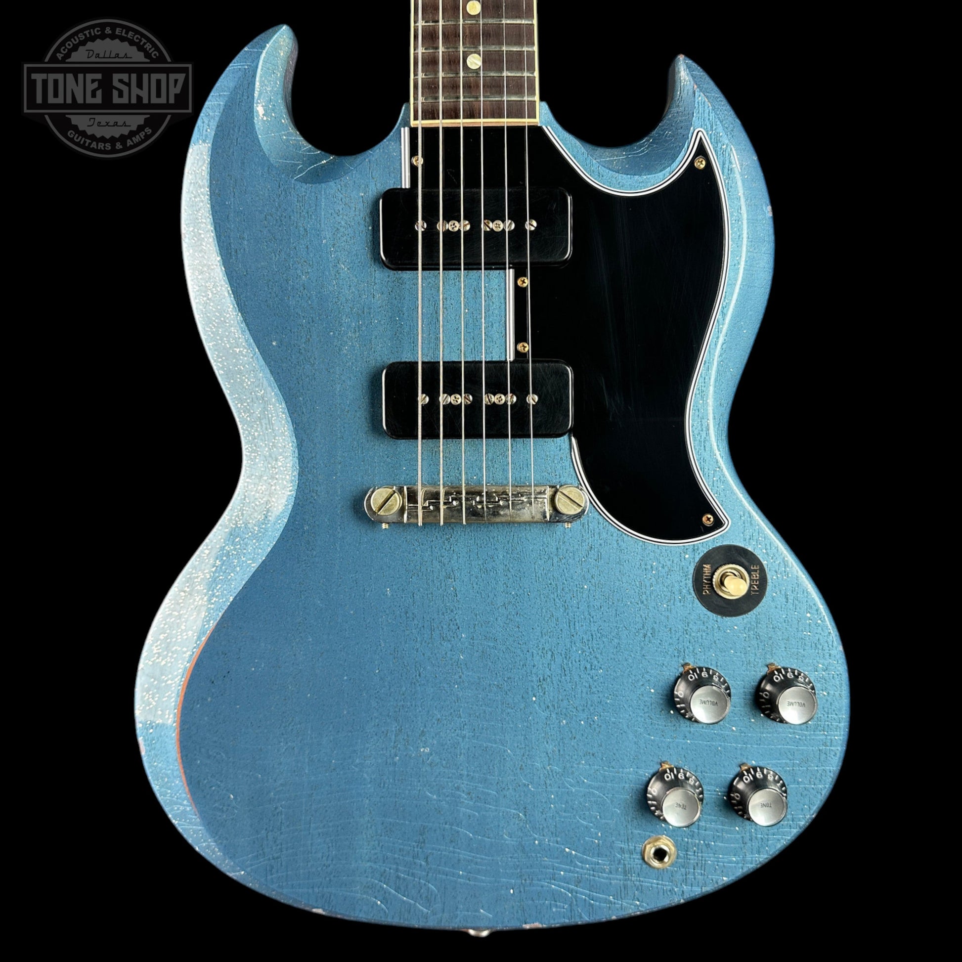 Gibson Custom 1963 SG Special TV Pelham Blue Sparkle Light Aged w/case 501123