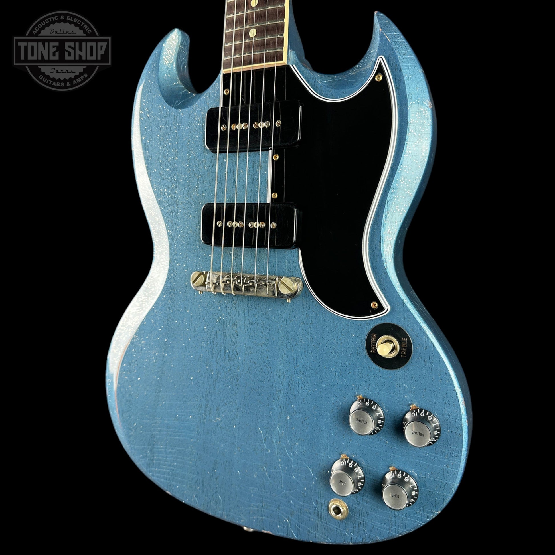 Gibson Custom 1963 SG Special TV Pelham Blue Sparkle Light Aged w/case 501123